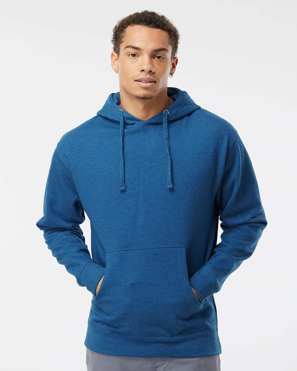 Independent Trading Company 8.5oz. Midweight Pullover Hood in Royal Heather — front view (2)