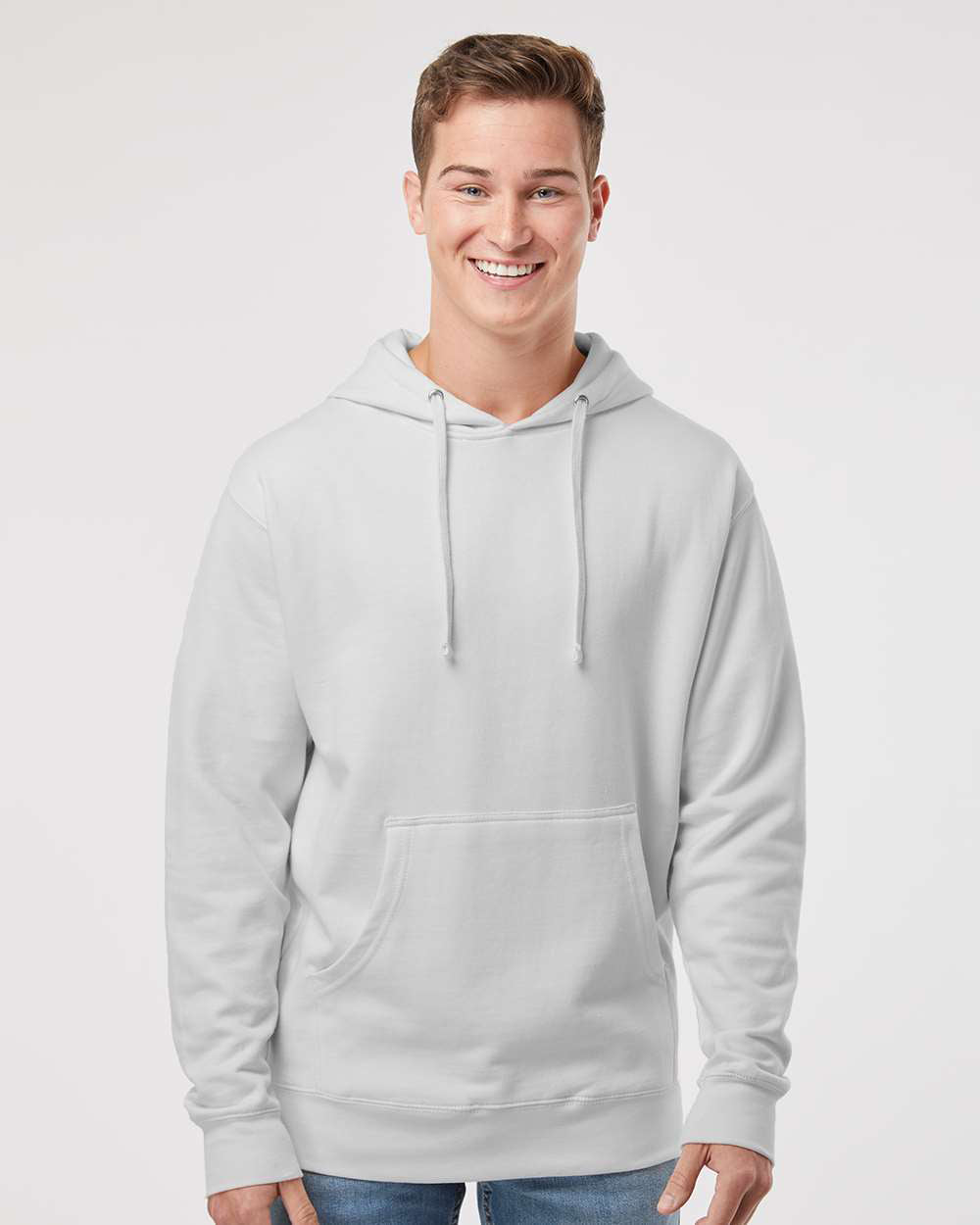 Independent Trading Company 8.5oz. Midweight Pullover Hood in Smoke — front view (2)