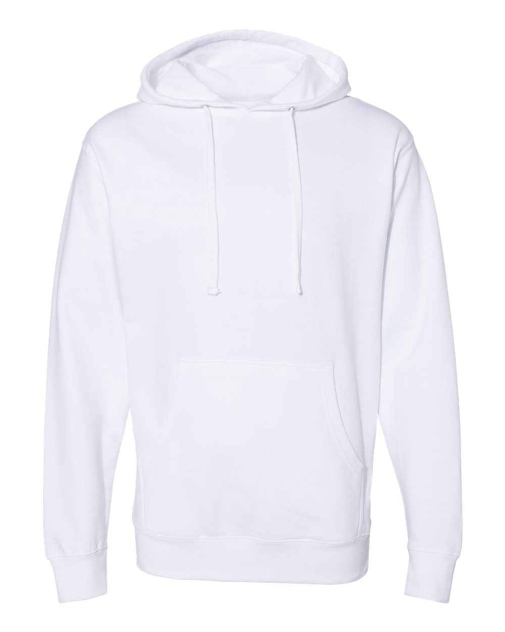 Independent Trading Company 8.5oz. Midweight Pullover Hood in White — front view