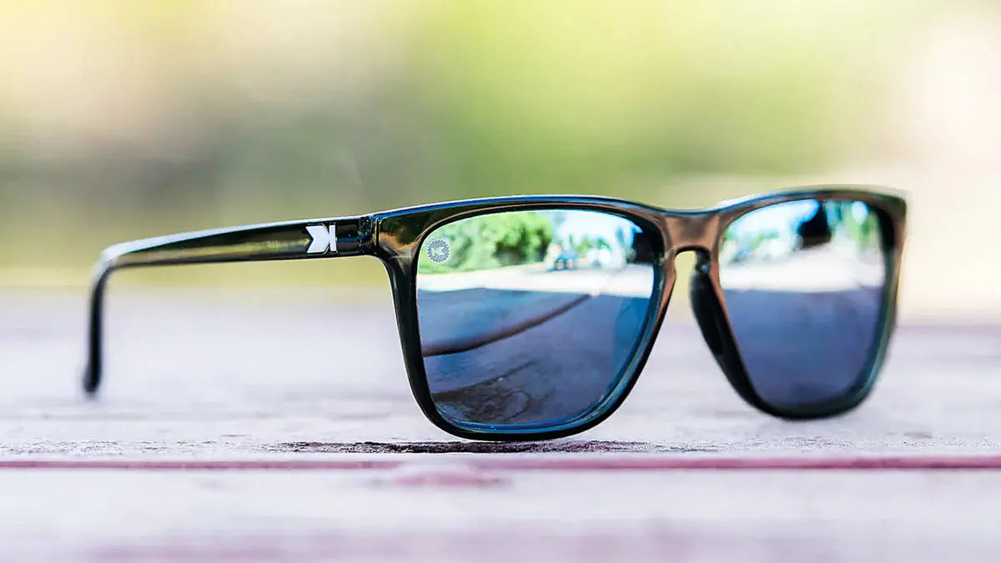 Jelly Black / Sky Blue Fast Lanes Sport - Knockaround Sunglasses - detail view