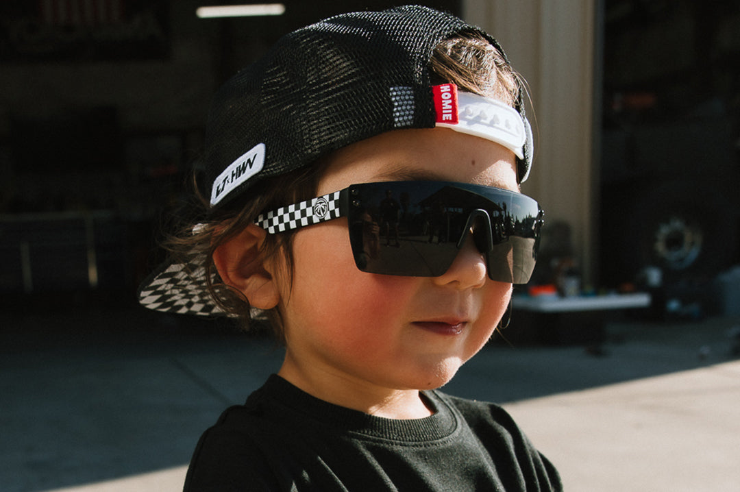 Heat Wave Visual Kids Lazer Face Little Trouble X Heat Wave Checkered Flag sunglasses view 3