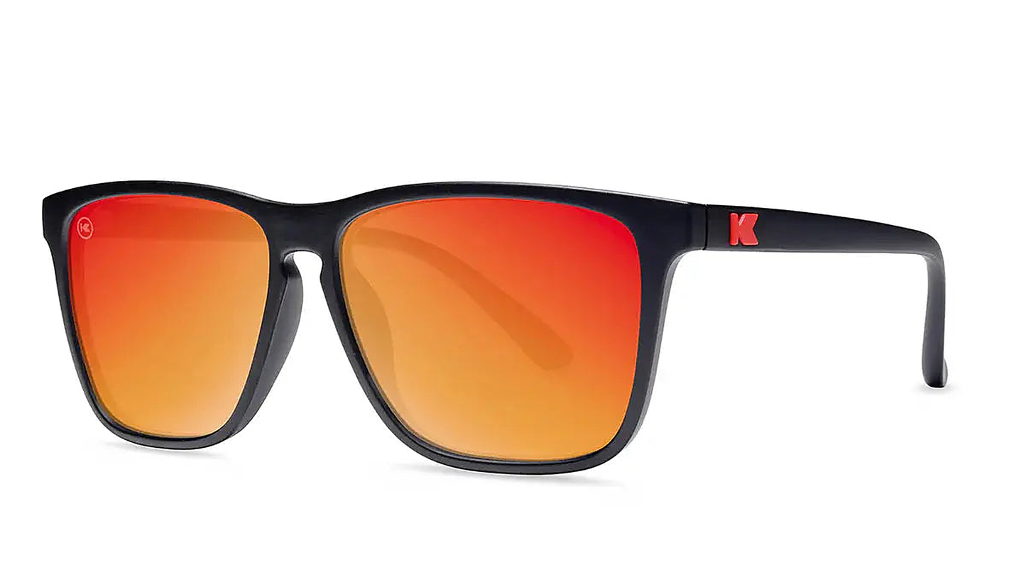 Matt Black / Red Sunset Fast Lanes - Knockaround Sunglasses - back view