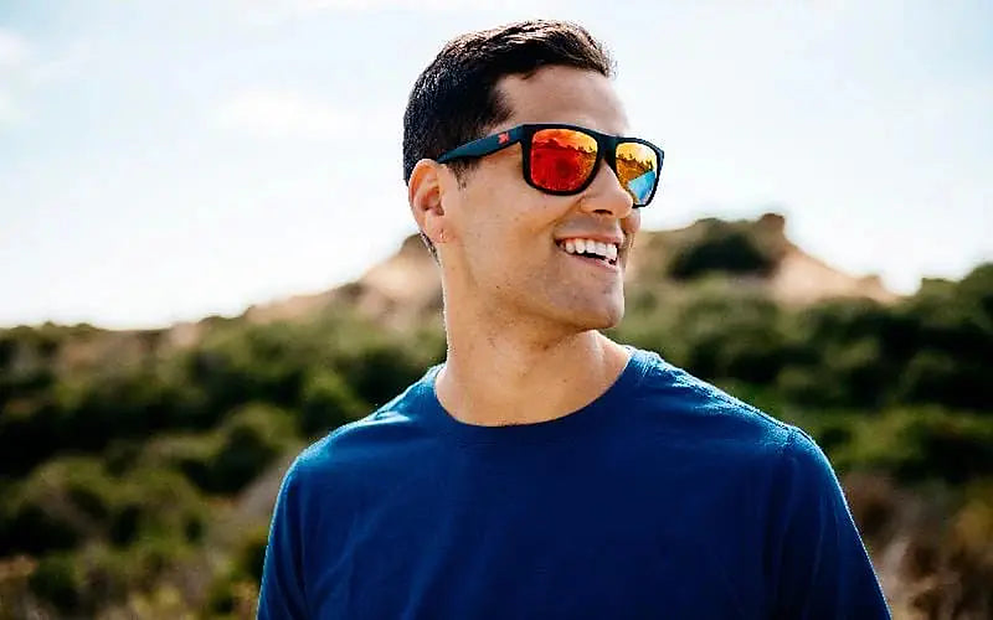 Matte Black / Red Sunset Torrey Pines - Knockaround Sunglasses - close-up detail