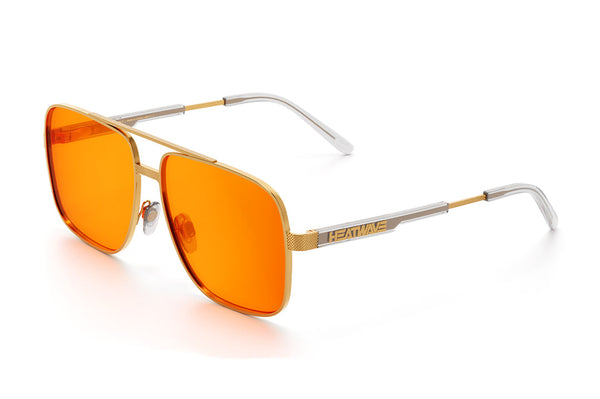 Nimitz Sunglasses: Polished Gold Frame Amber Lens