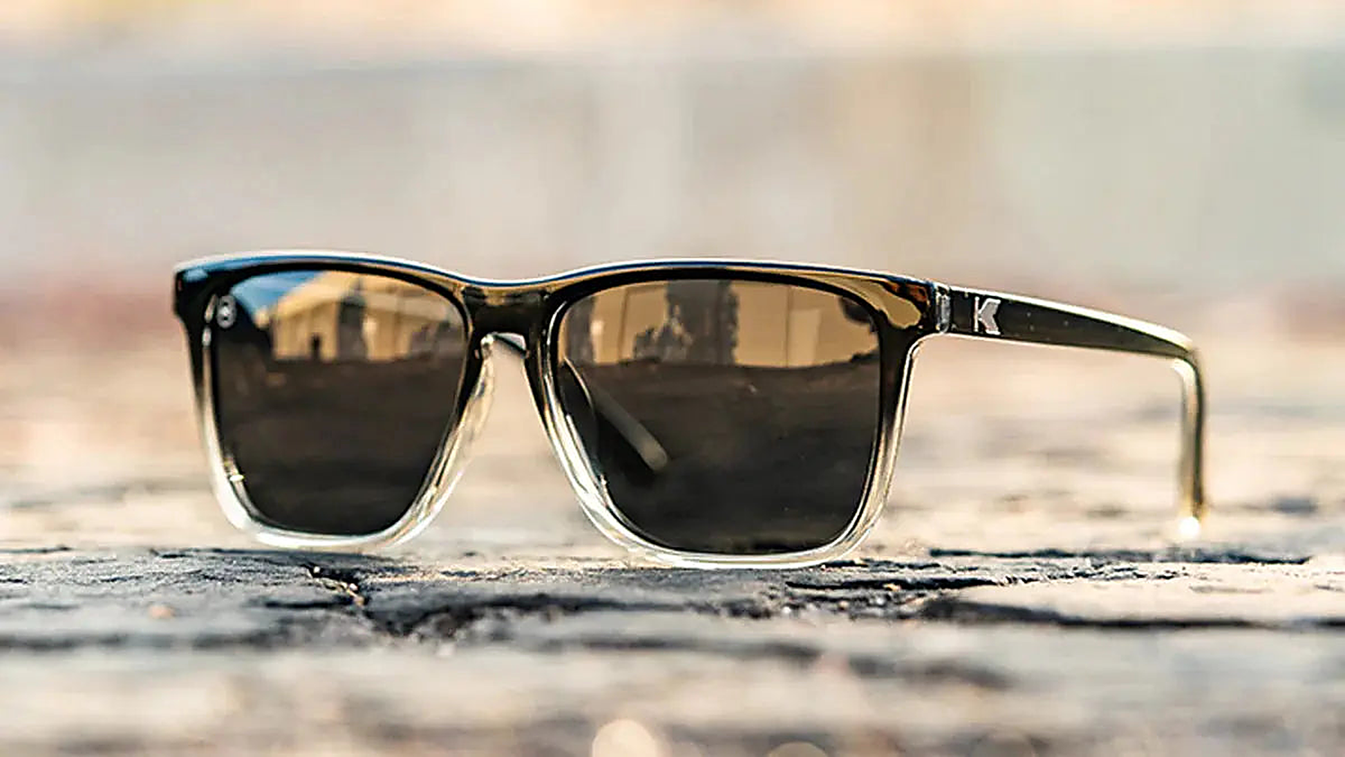 Obsidian Fast Lanes - Knockaround Sunglasses - detail view