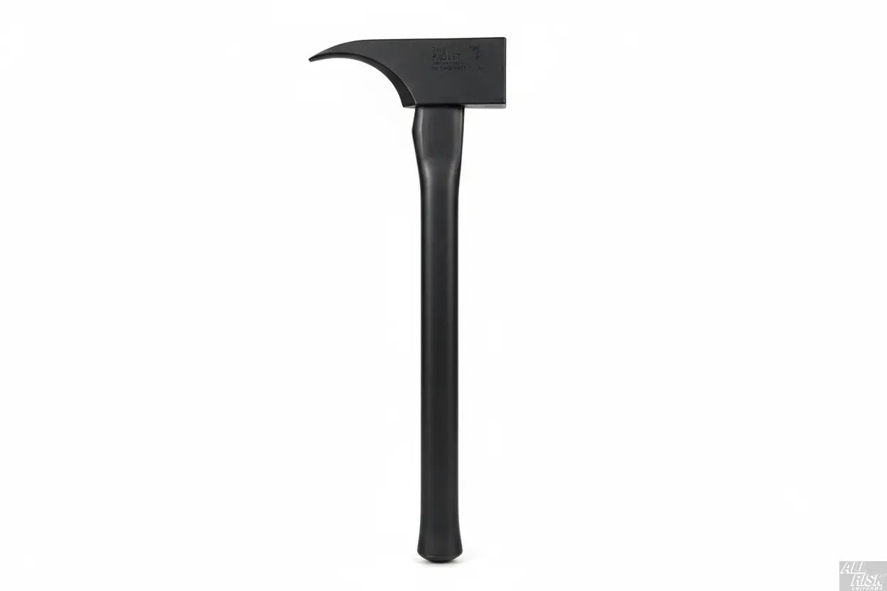 PIGlet forcible entry tool with 6lb tool steel head and 29 inch black fiberglass handle - full length view showing black oxide finish