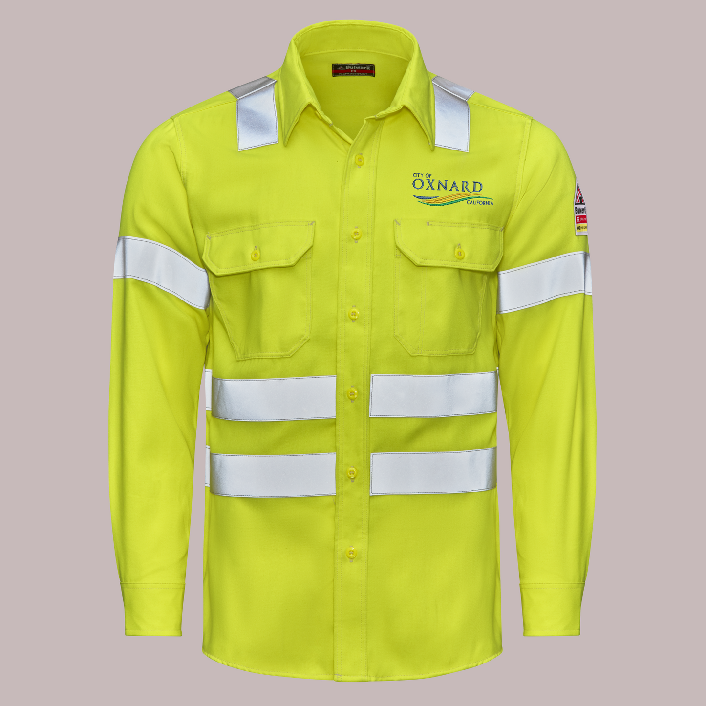 Bulwark Men's Hi-Visibility  Long Sleeve Work Shirt (S1W2HV)