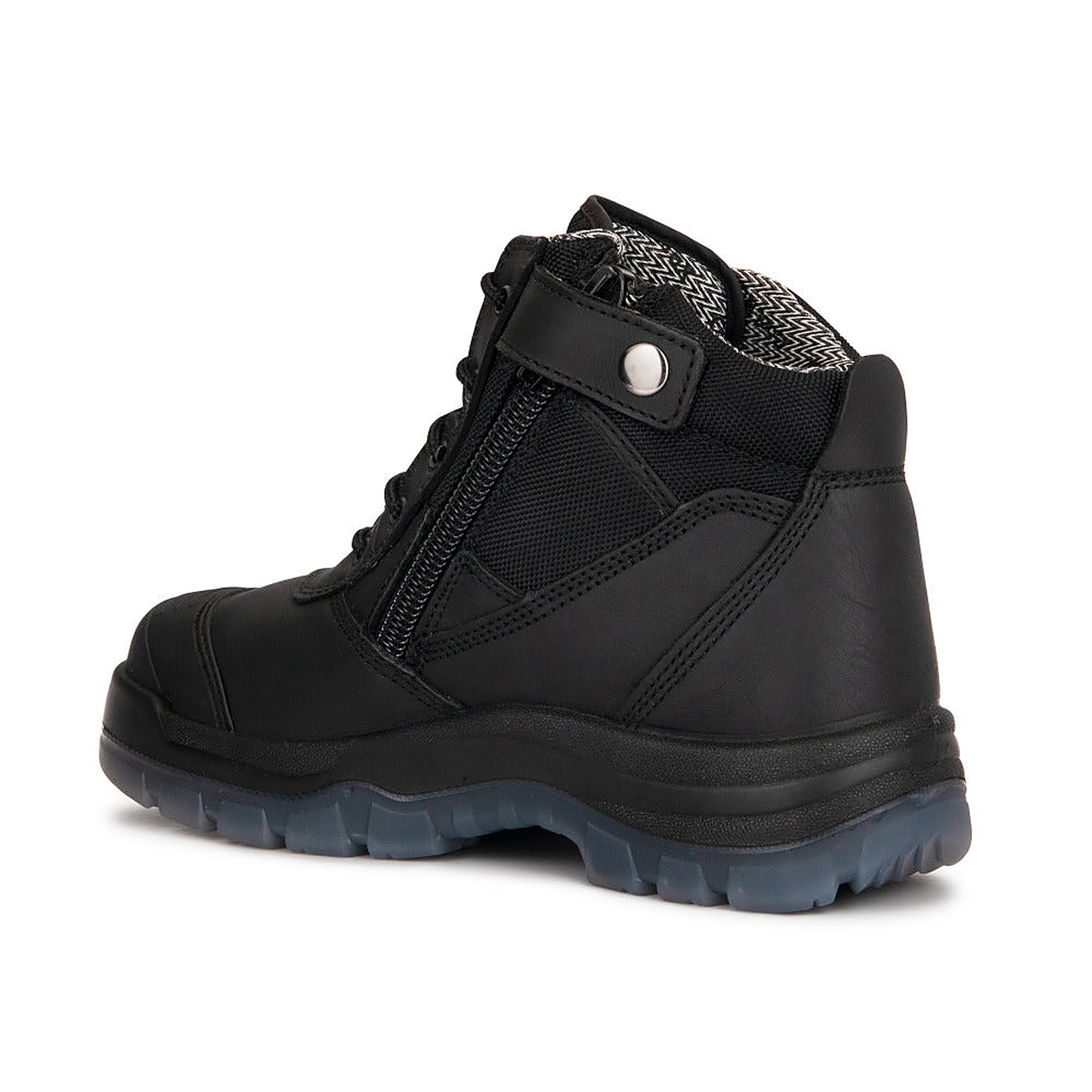 ROCKROOSTER Crisson Black 6 inch Zip sided Steel Toe Leather Work Boots AK050BK — side view