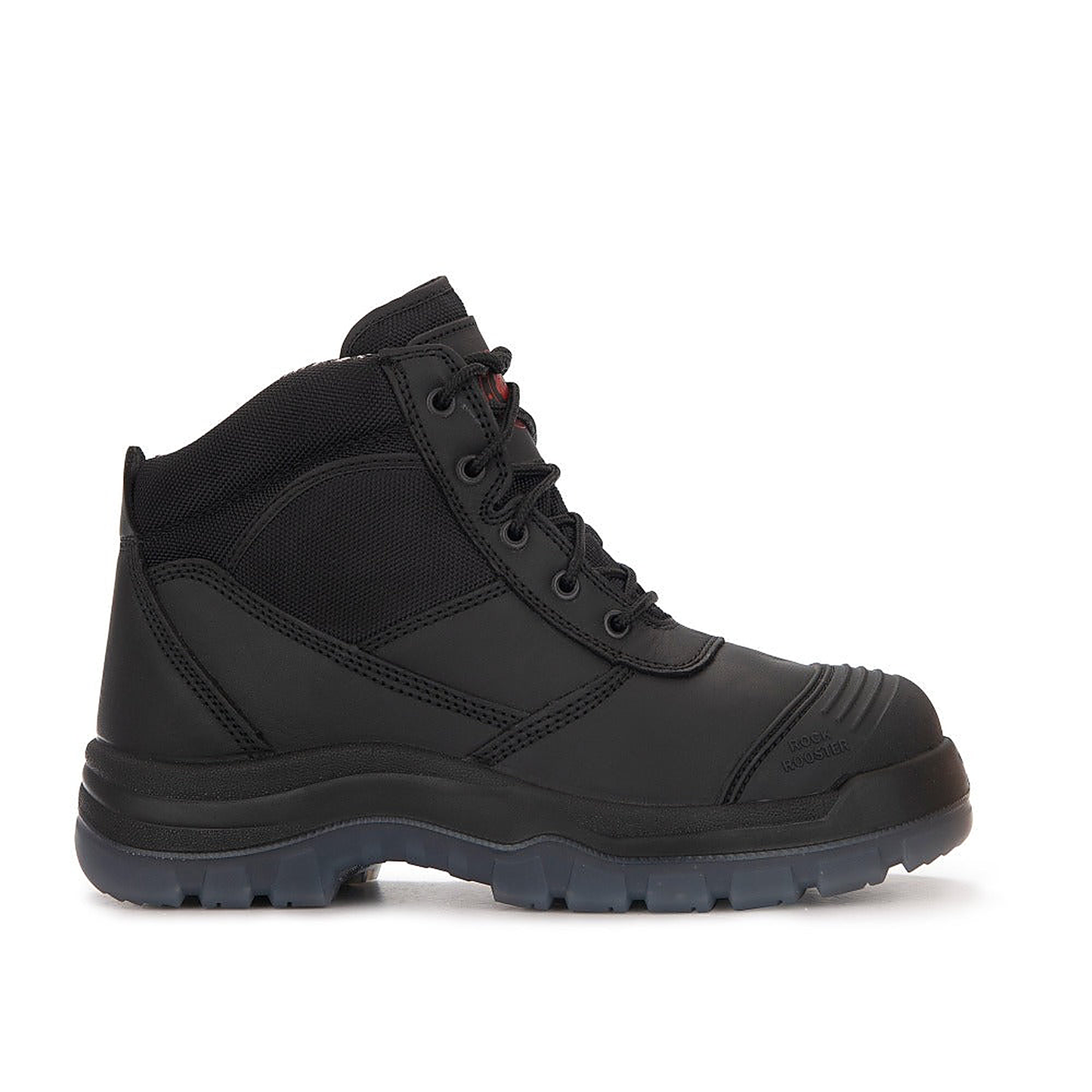 ROCKROOSTER Crisson Black 6 inch Zip sided Steel Toe Leather Work Boots AK050BK — side view (2)