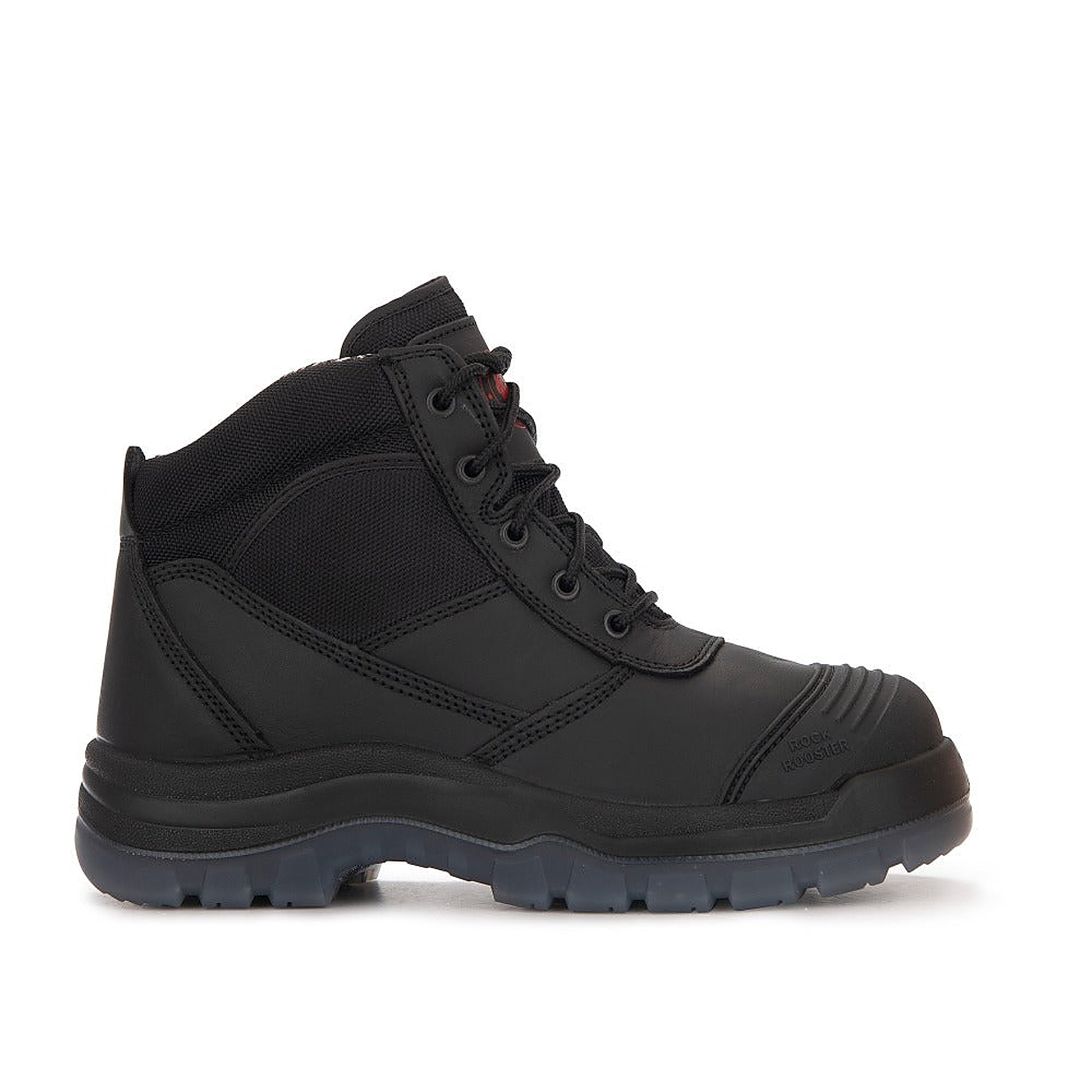 ROCKROOSTER Crisson Black 6 inch Zip sided Steel Toe Leather Work Boots AK050BK — side view (2)