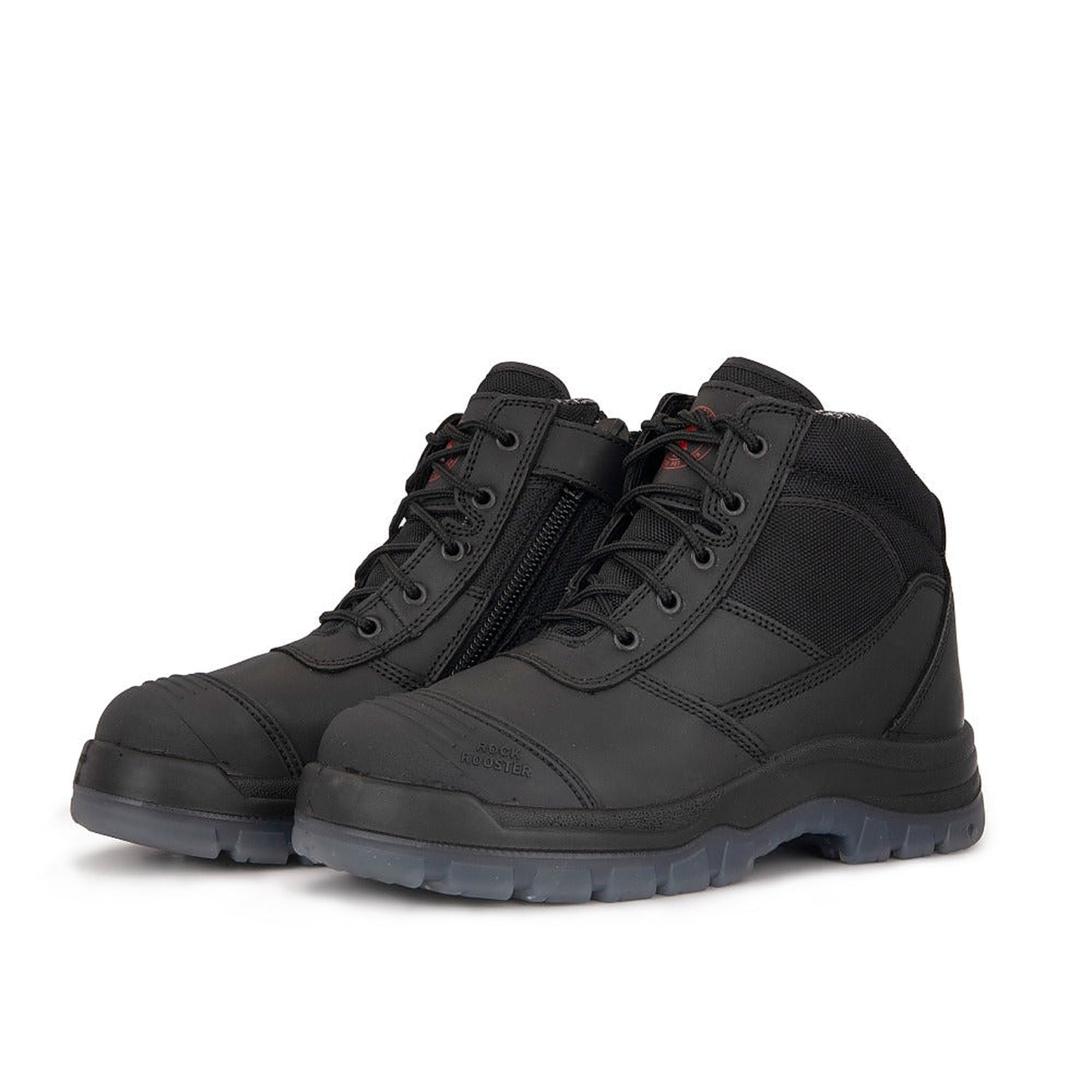 ROCKROOSTER Crisson Black 6 inch Zip sided Steel Toe Leather Work Boots AK050BK — side view (6)