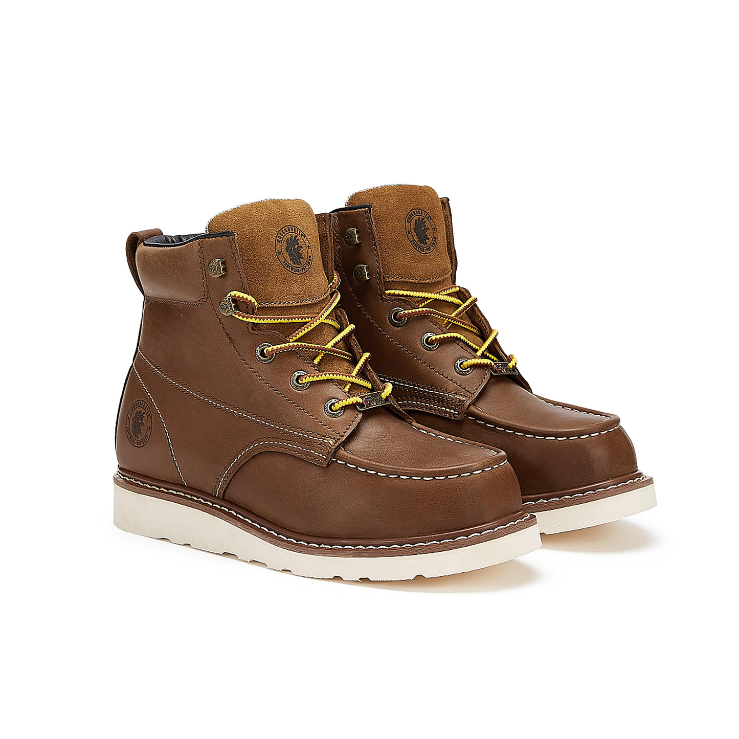 ROCKROOSTER Edgewood Men's 6 inch Brown soft toe wedge work boots AP838 (6)
