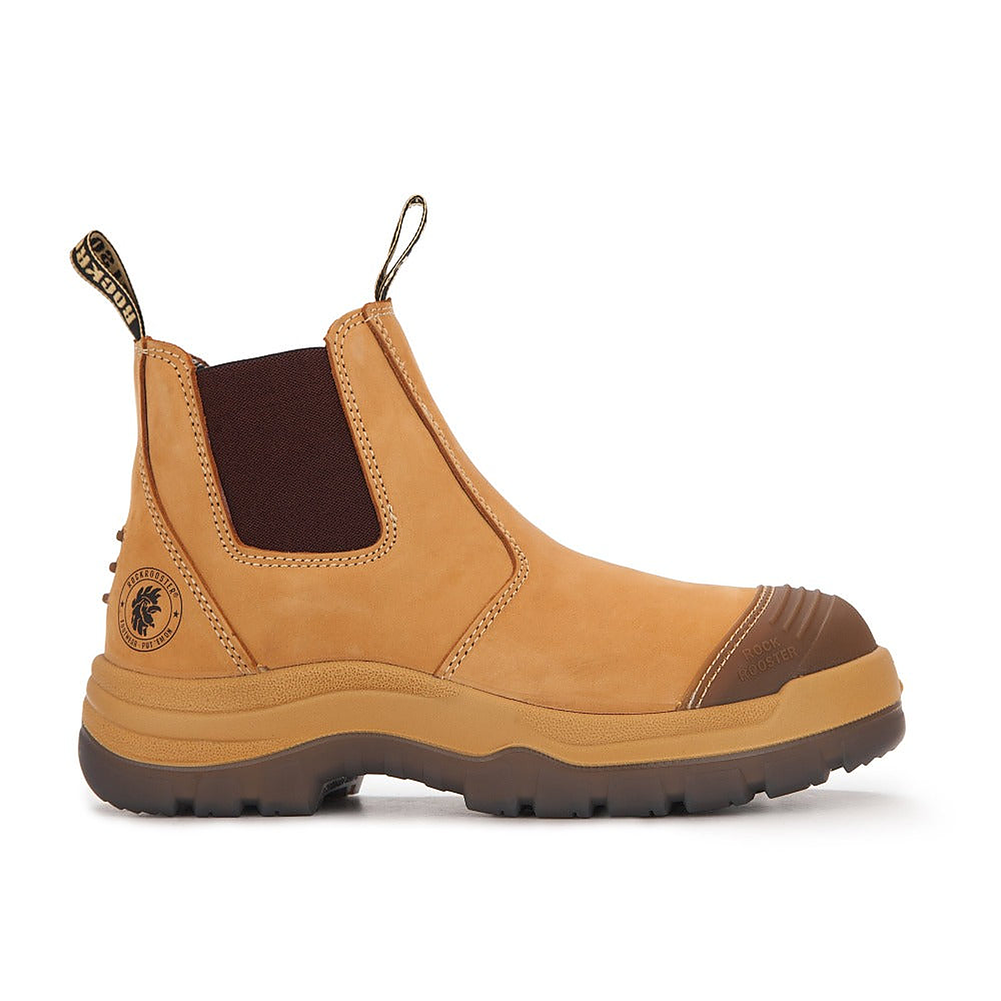 ROCKROOSTER Gammon Tan 6 inch Slip On Leather Work Boots AK222 (3)