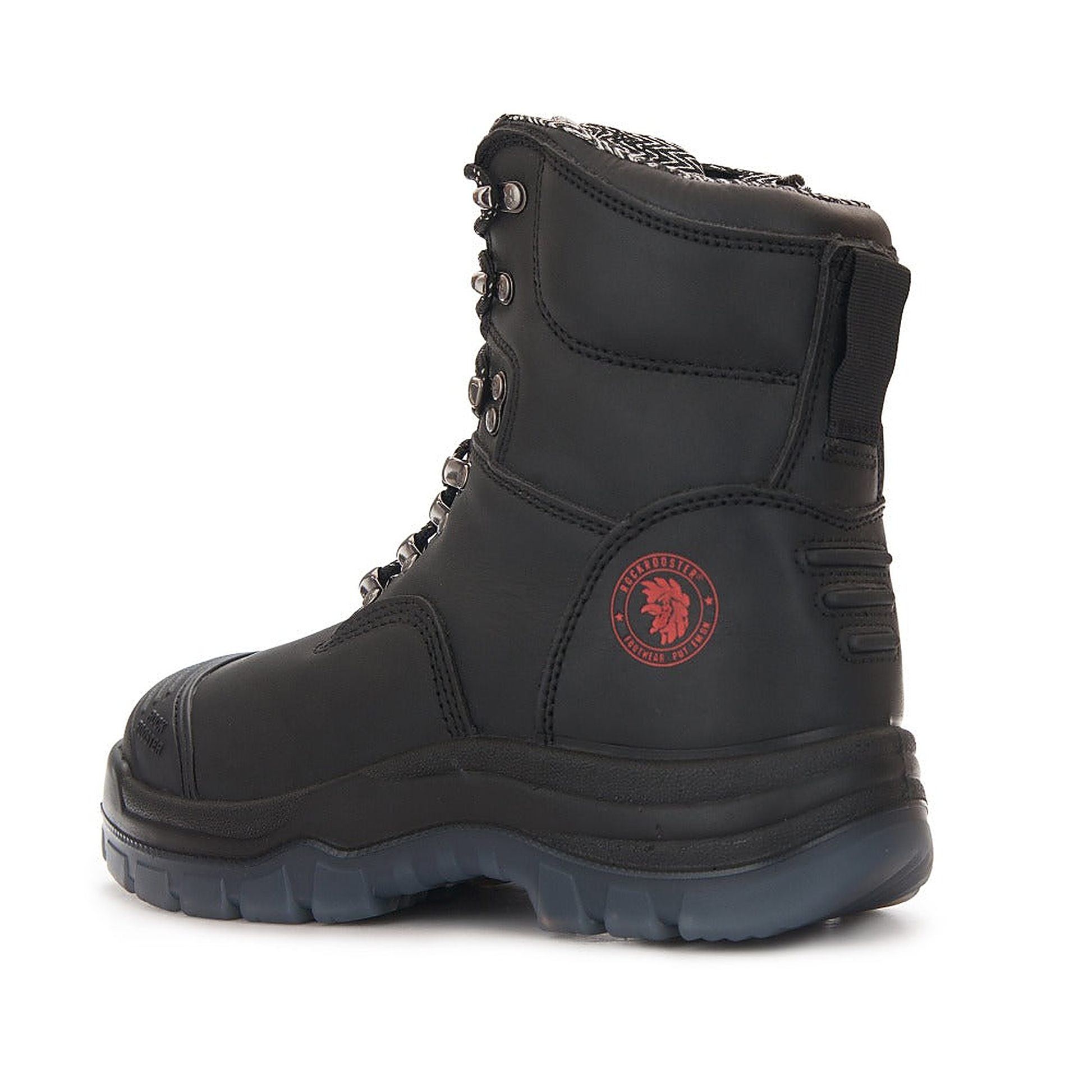 ROCKROOSTER Kensington Black 7 inch Zip-sided Steel Toe Leather Work Boots AK245Z — side view (3)