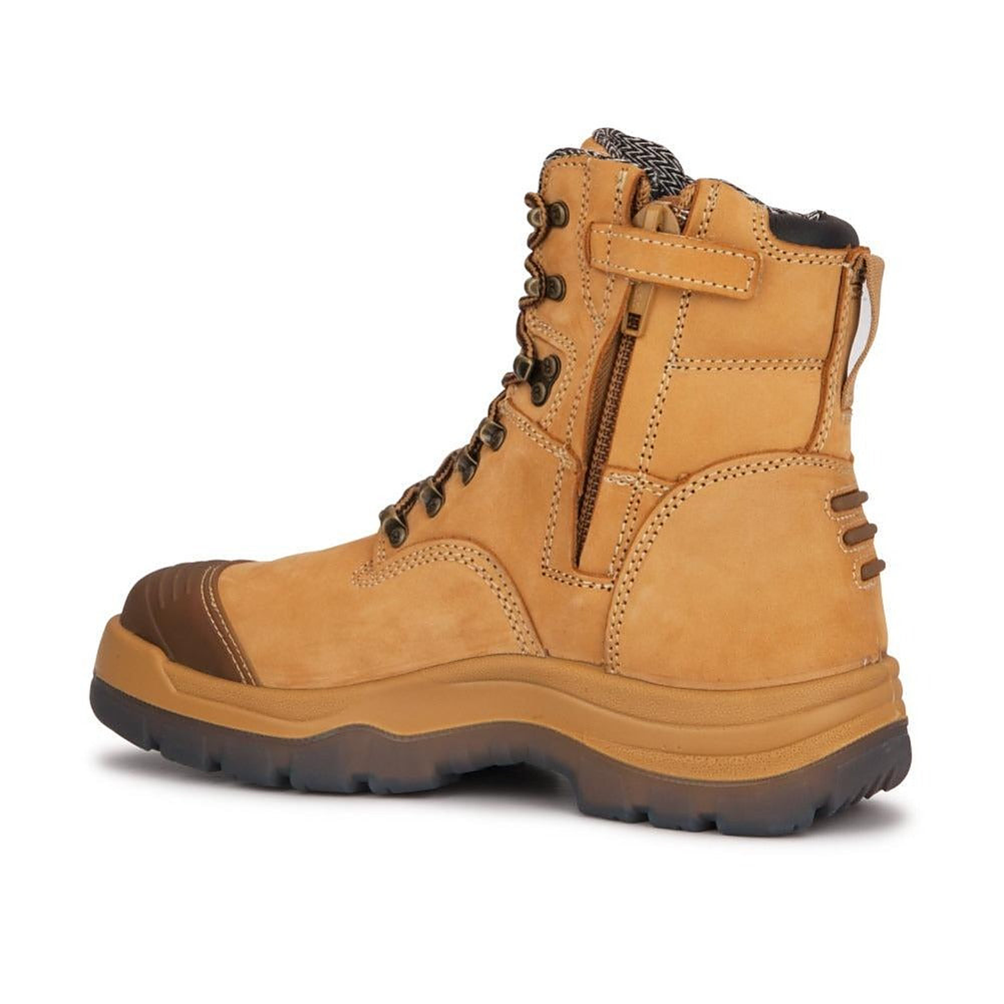 ROCKROOSTER Kimberly Tan 7 inch Zip-sided Steel Toe Leather Work Boots AK232Z — side view