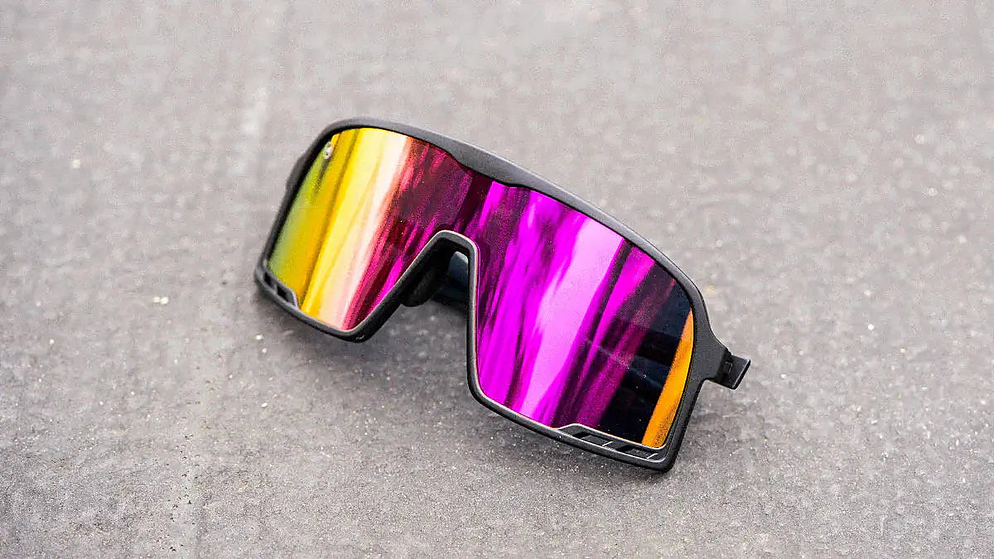 Rainbow on Black Campeones - Knockaround Sunglasses - detail view