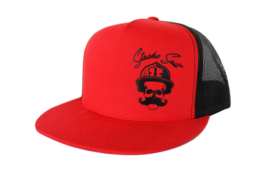 Stache Salt Original Salty Snapback Hat in Red — front view