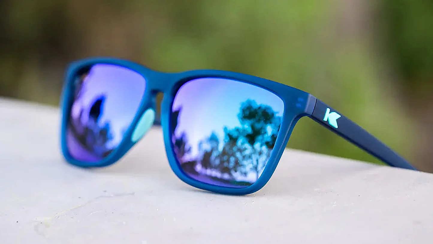 Rubberized Navy / Mint Fast Lanes Sport - Knockaround Sunglasses - detail view