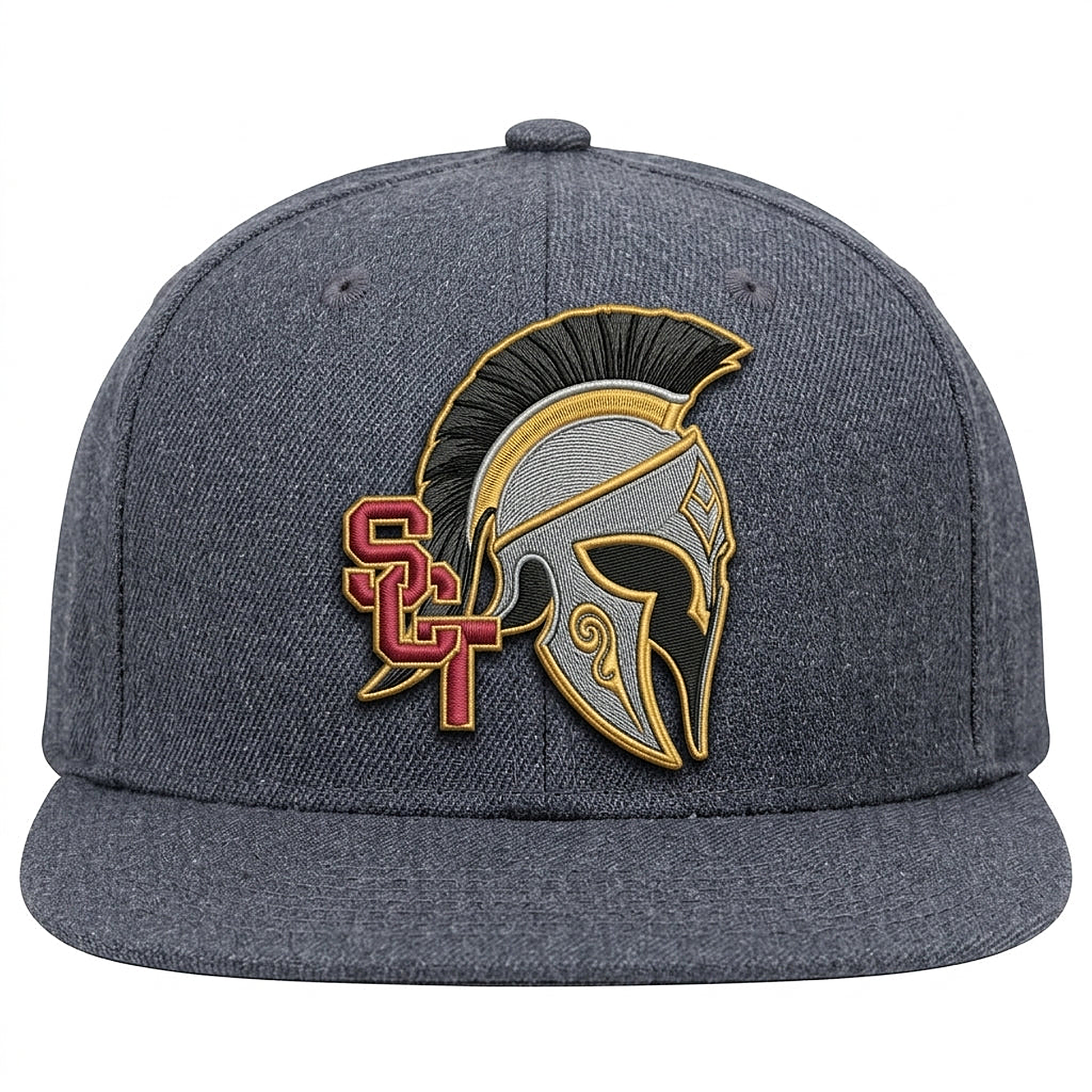 Siskiyou Trojans SCT crest on Dark Gray snapback-6panel-mid (back view)