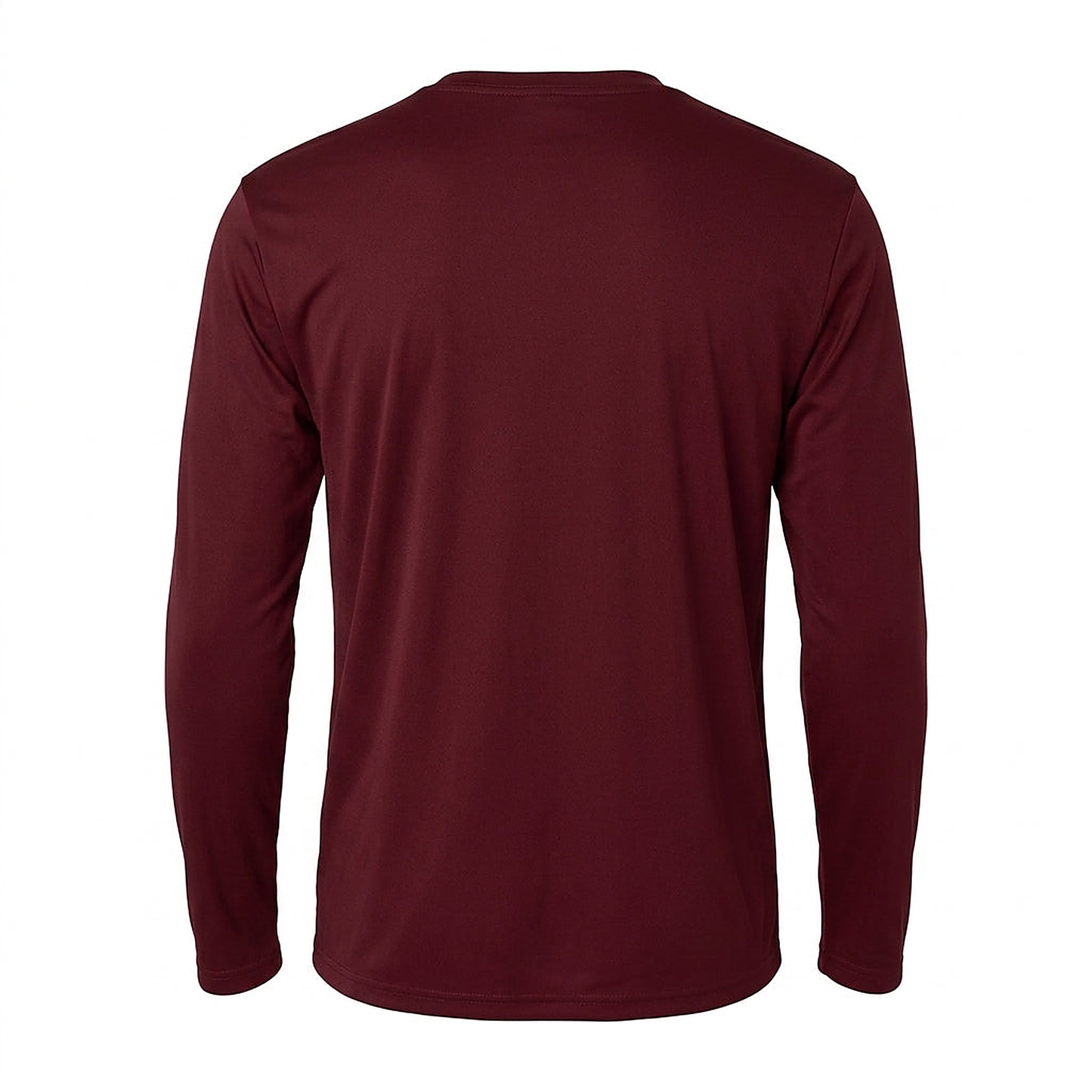Siskiyou Trojans SCT crest on Maroon mens-ls-tee (back view)