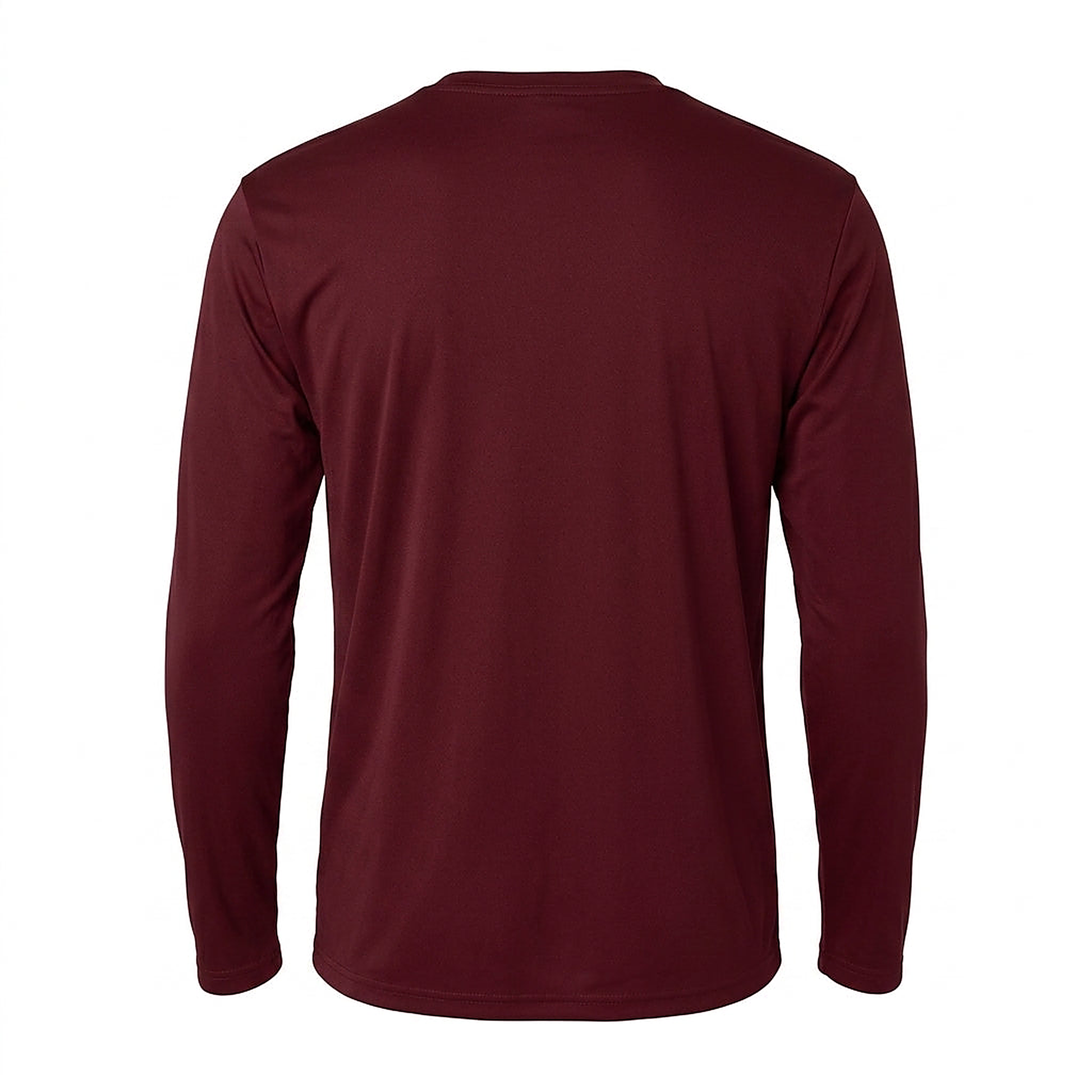 Siskiyou Trojans SCT crest on Maroon mens-ls-tee (back view)