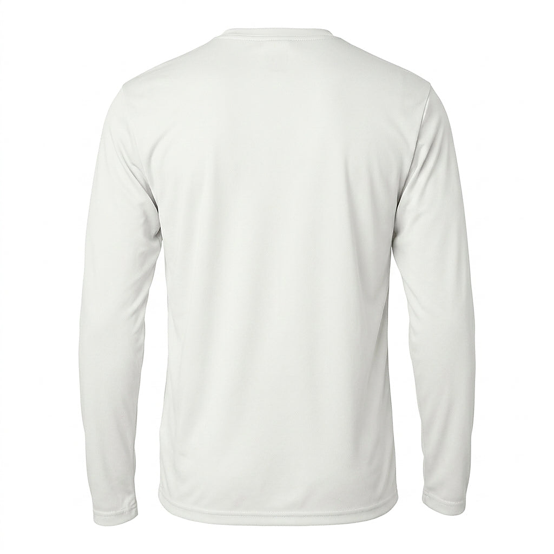 Siskiyou Trojans SCT crest on White mens-ls-tee (back view)