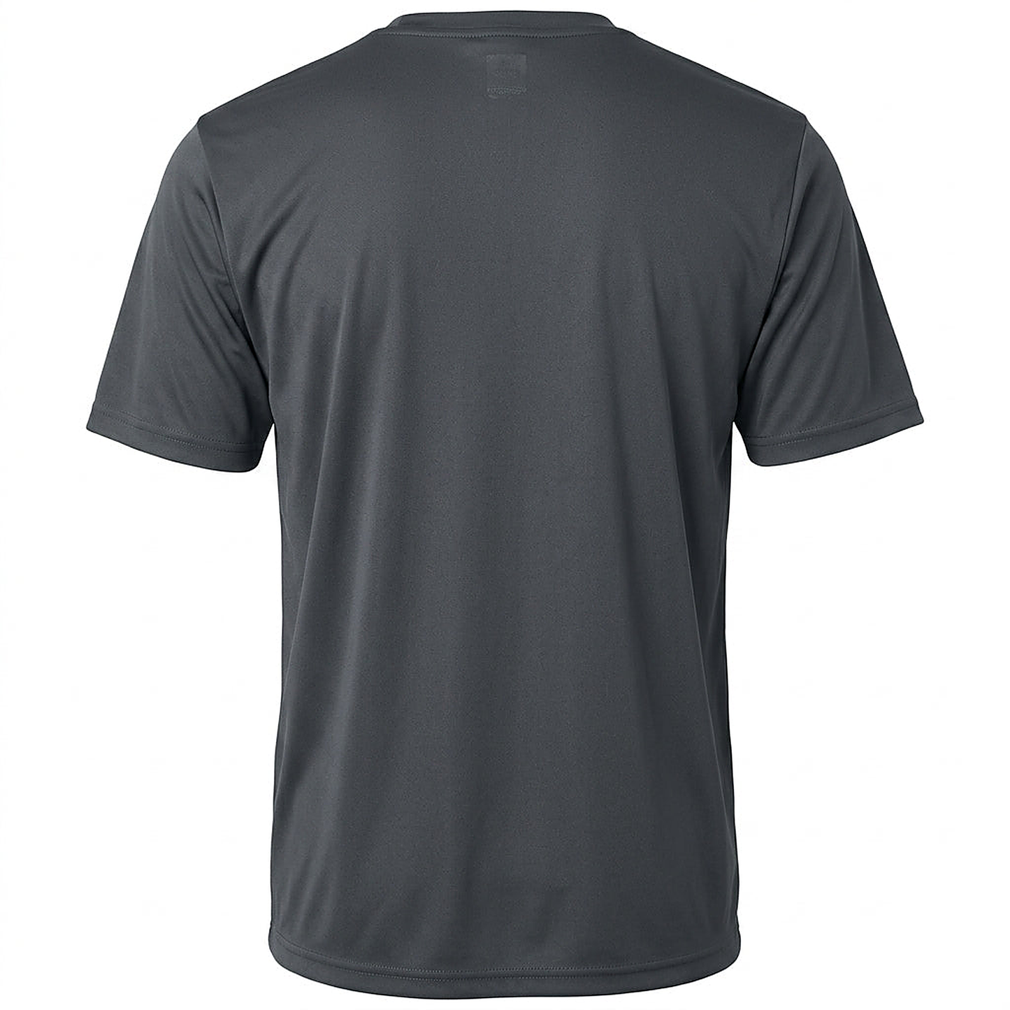 Siskiyou Trojans SCT crest on Graphite mens-ss-tee (back view)