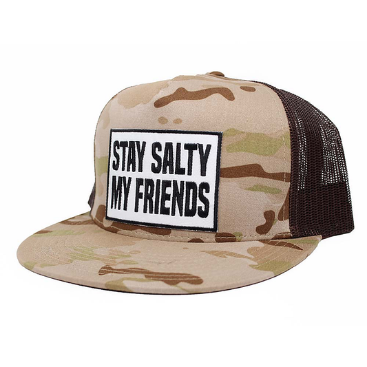 Stache Salt Stay Salty My Friend Camo Snapback Hat — back view