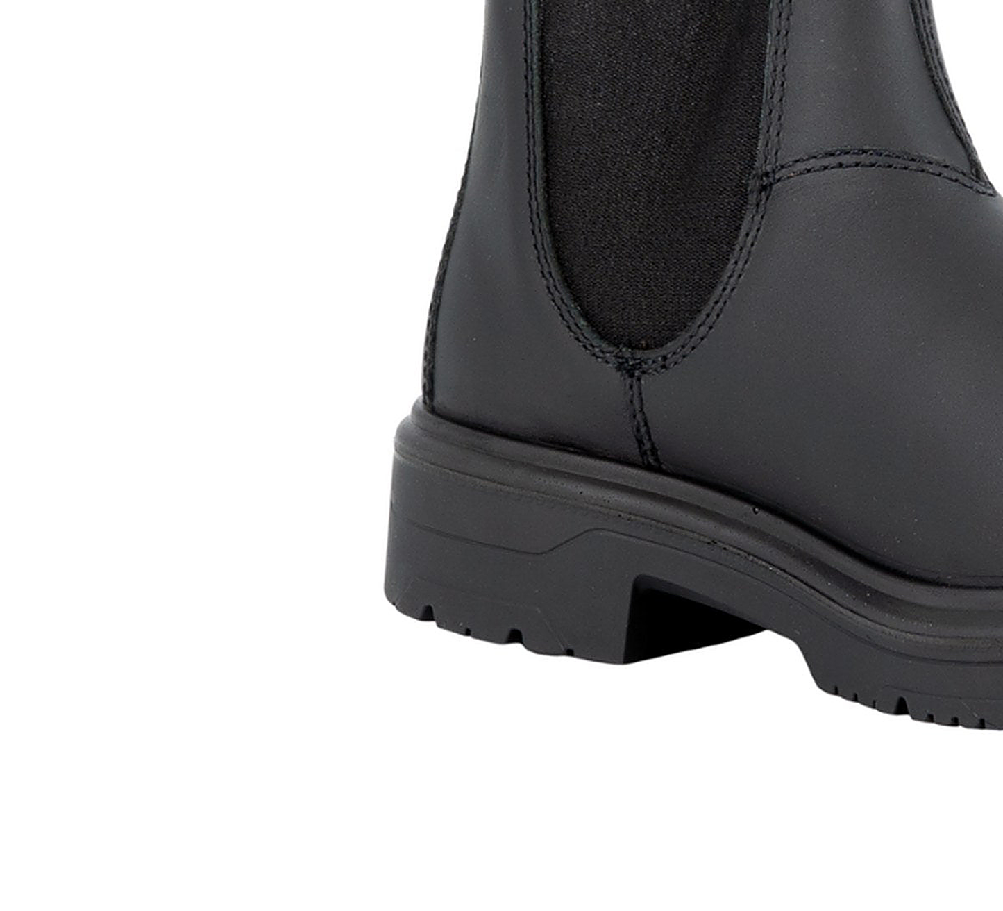 Steel Blue Hobart men's square-toe steel-toe boot — close-up of the distinctive wider square toe profile and ErgoDefender cap shape in black full-grain leather.