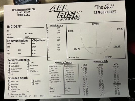 “The Rob” All Hazard Run Sheet ALL RISK UniformsCAL FIRE   ALL RISK Uniforms