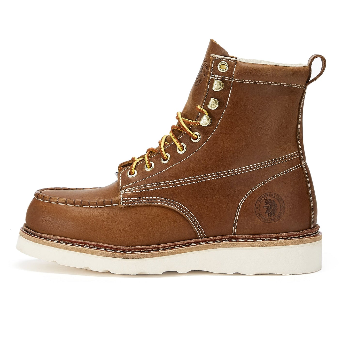 ROCKROOSTER Norwood Men's 6 inch Brown steel toe wedge work boots with Vibram® Outsole VAP621