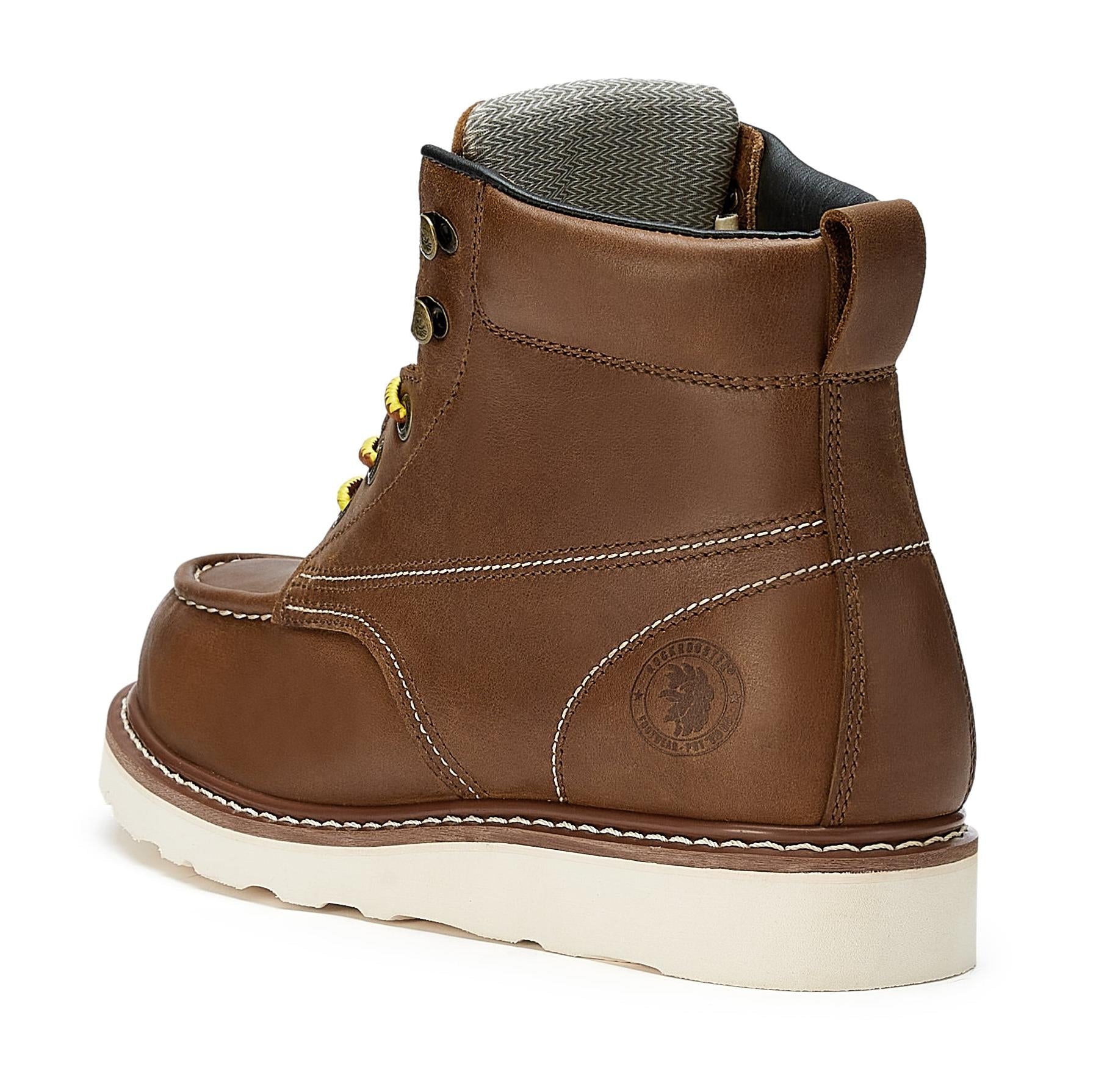 ROCKROOSTER Edgewood Men's 6 inch Brown soft toe wedge work boots with Vibram® Outsole VAP838 (2)