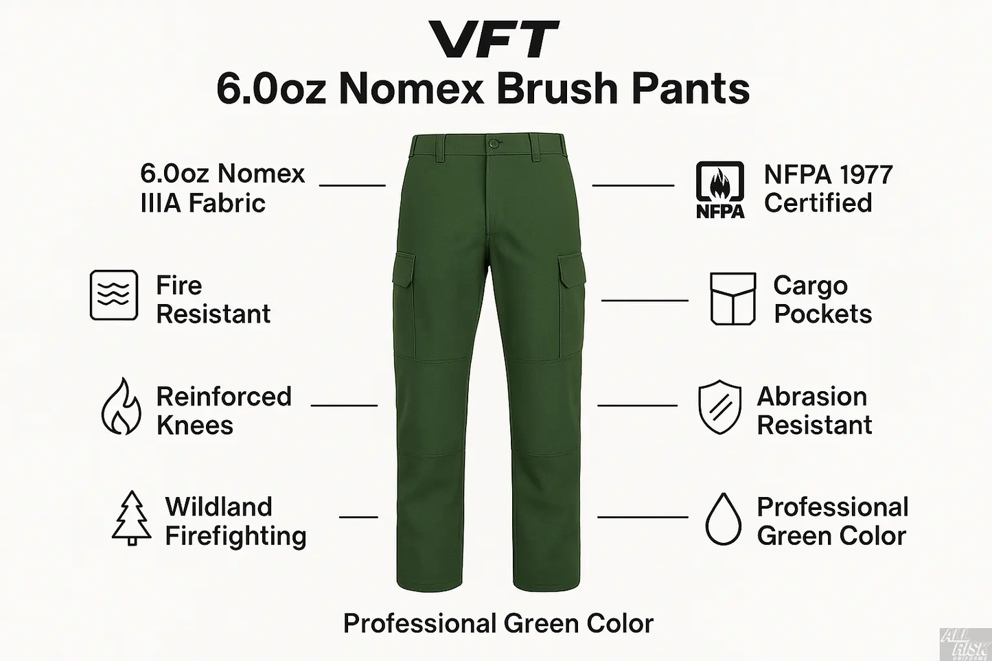 VFT 6.0oz Nomex Brush Pants product information graphic