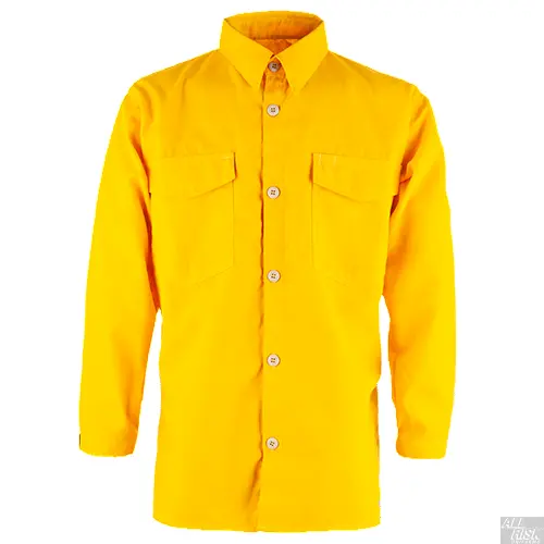 VFT Brush Shirt Pro 5.8oz Tecasafe yellow wildland firefighting shirt front view showing NFPA 1977 certified flame-resistant protection"