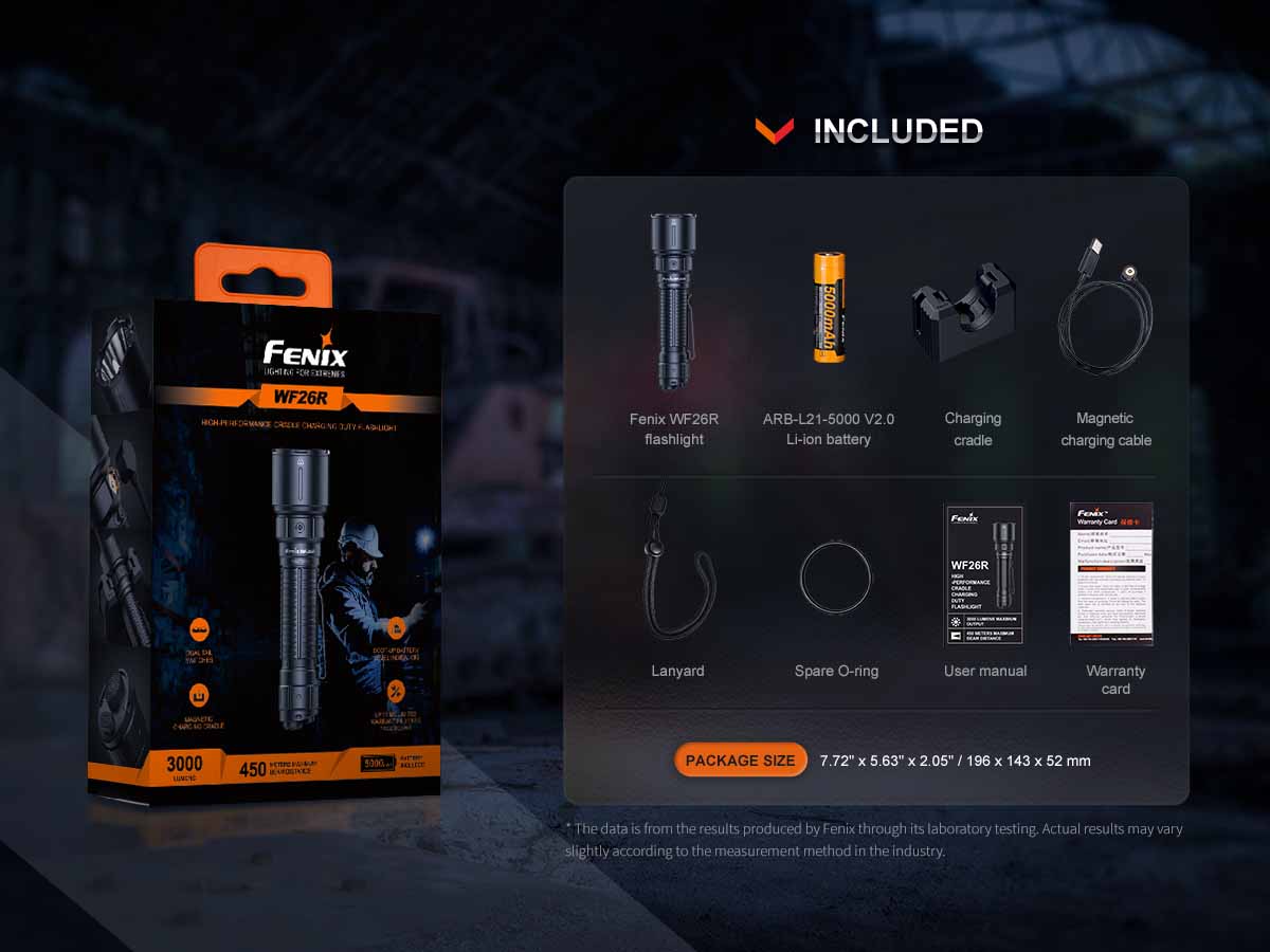 Fenix WF26R Rechargeable Flashlight with Charging Dock