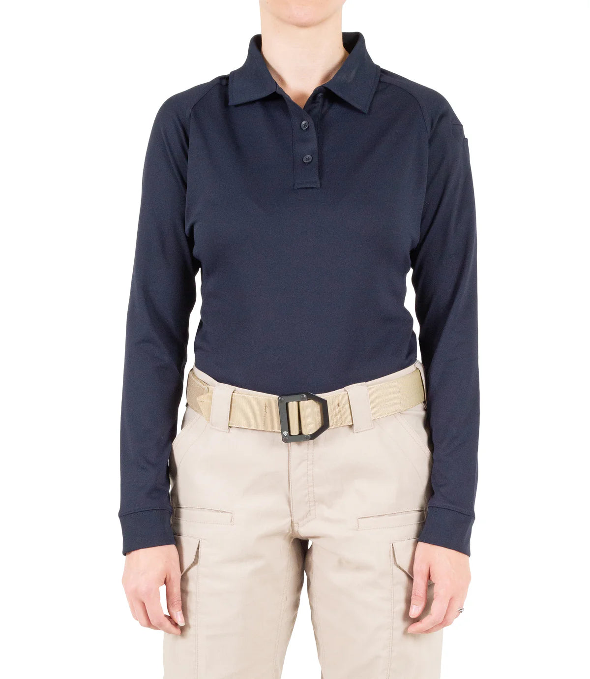 First Tactical Womens Performance Long Sleeve Polo - Midnight Navy - alternate view