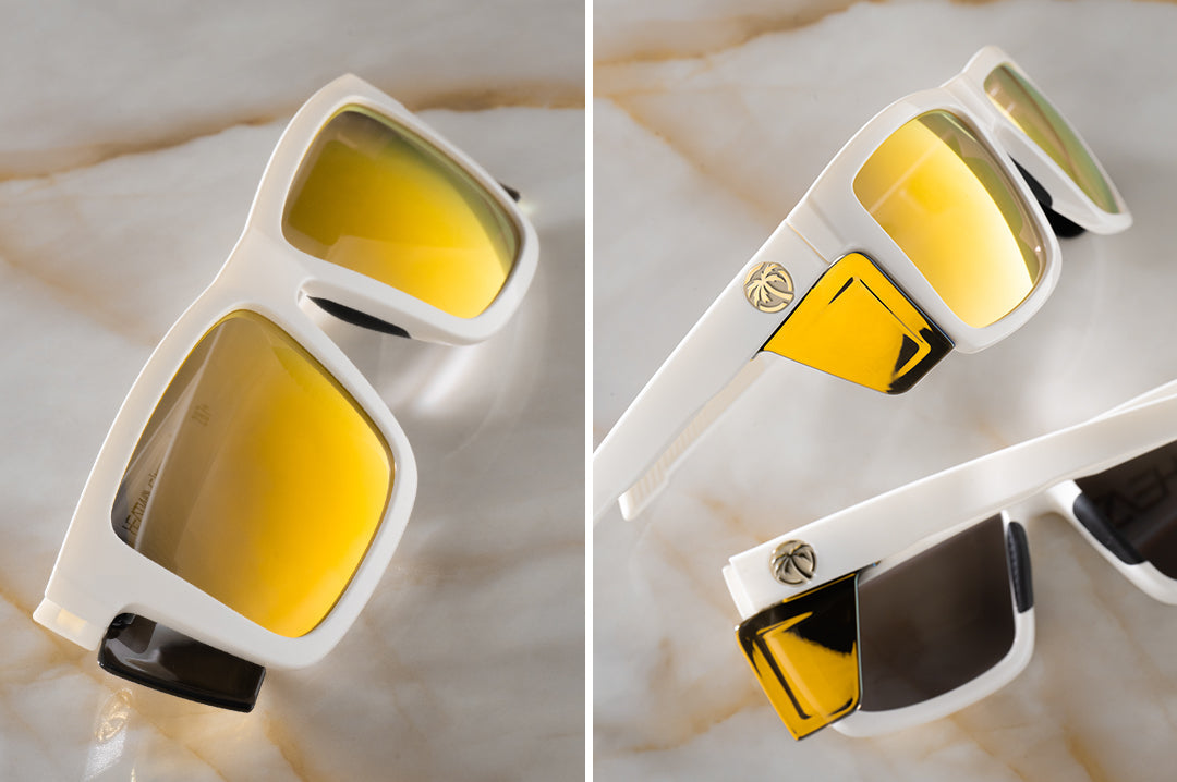 Heat Wave Visual Performance XL VISE GLOSS WHITE Gold Lens sunglasses view 3