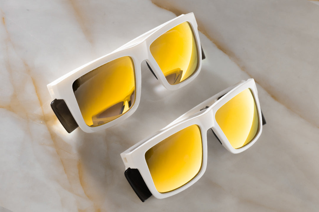 Heat Wave Visual Performance Vise GLOSS WHITE Gold Lens sunglasses view 5