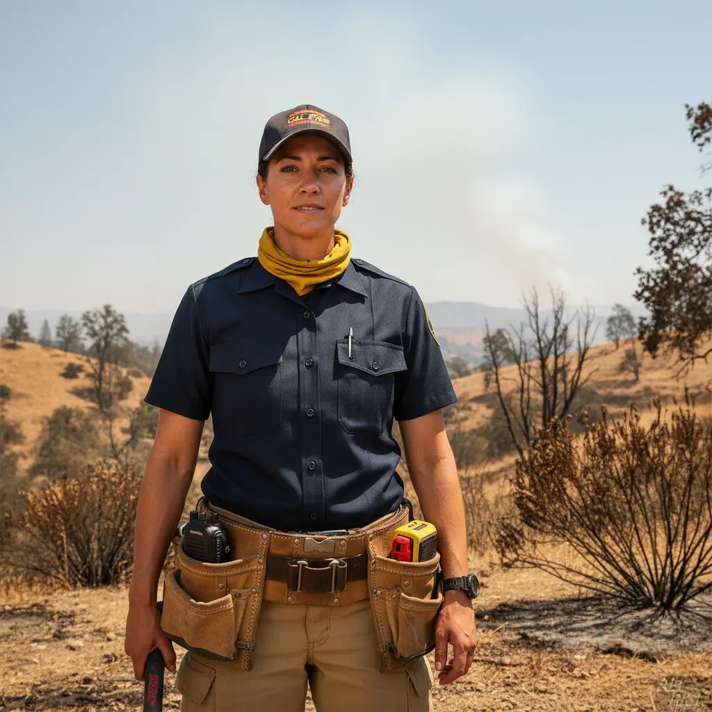 Cal Fire wildland firefighter wearing WorkRite Short Sleeve Nomex shirt in hot weather operations