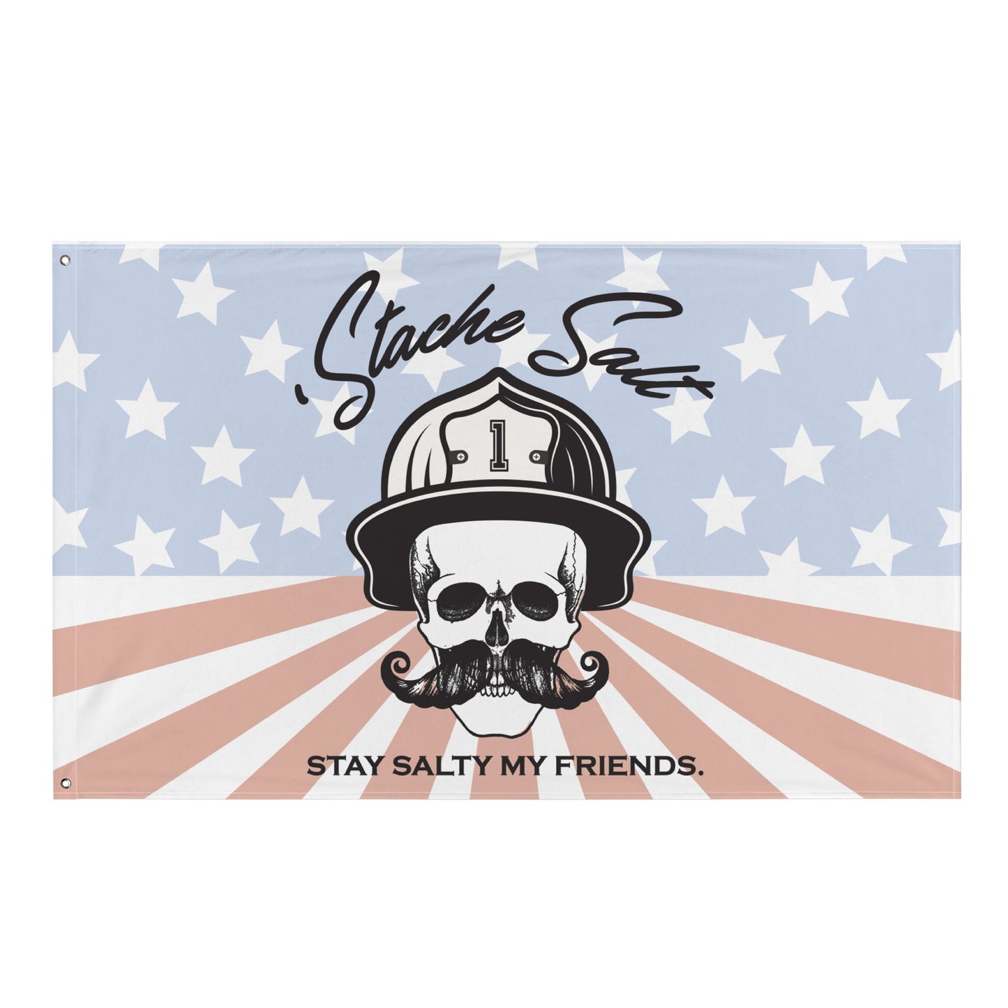 'Stache Salt Flag in White — front view