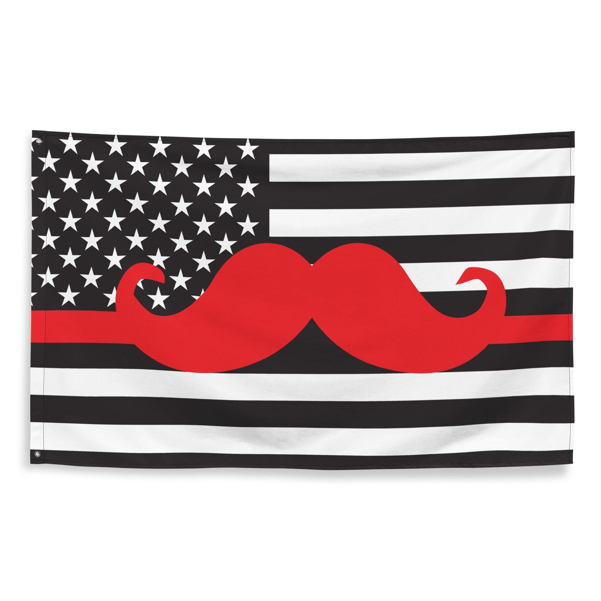Stache Salt Thin 'Stache Line Flag in White — front view