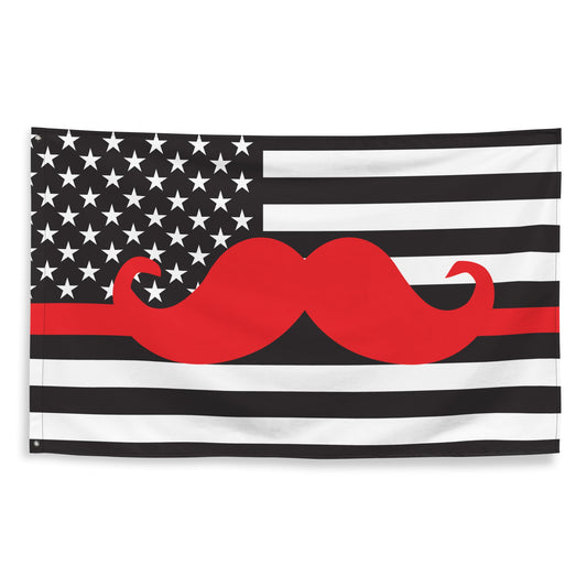 Thin 'Stache Line Flag