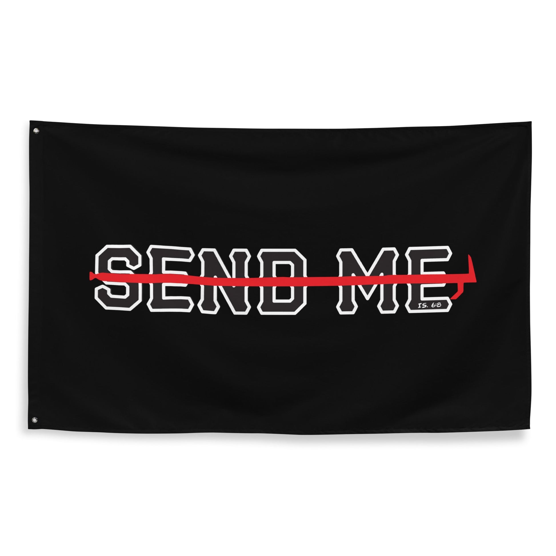 Stache Salt Send Me Flag in White — front view