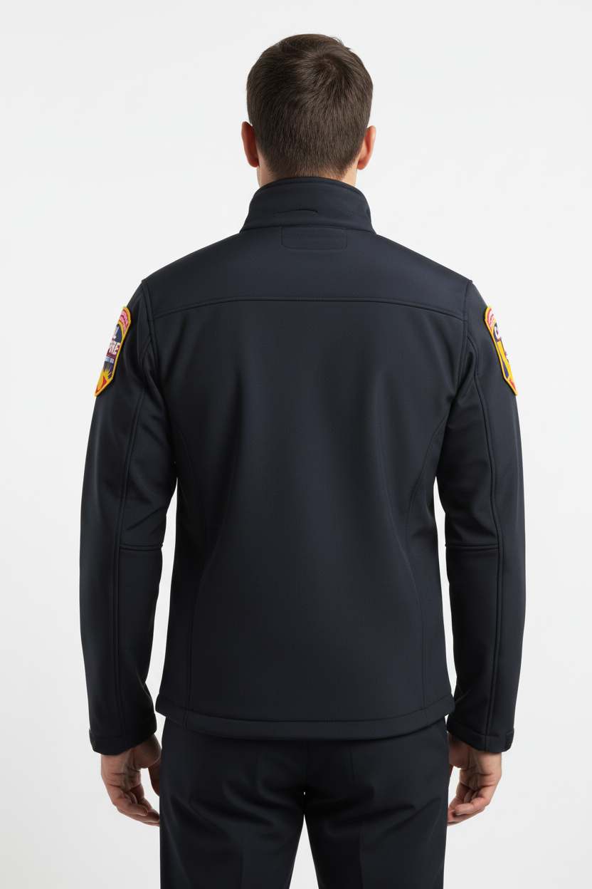 Back view with CAL FIRE patches