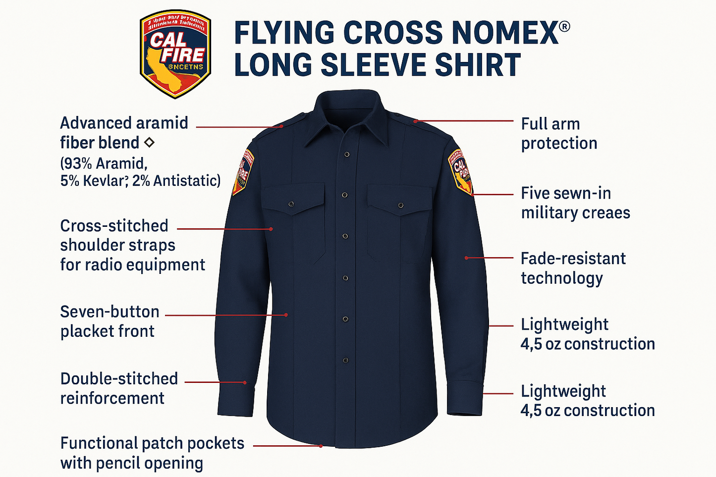 CAL FIRE WorkRite Long Sleeve Nomex Shirt ALL RISK UniformsCAL FIRE Wildland Shirts  ALL RISK Uniforms