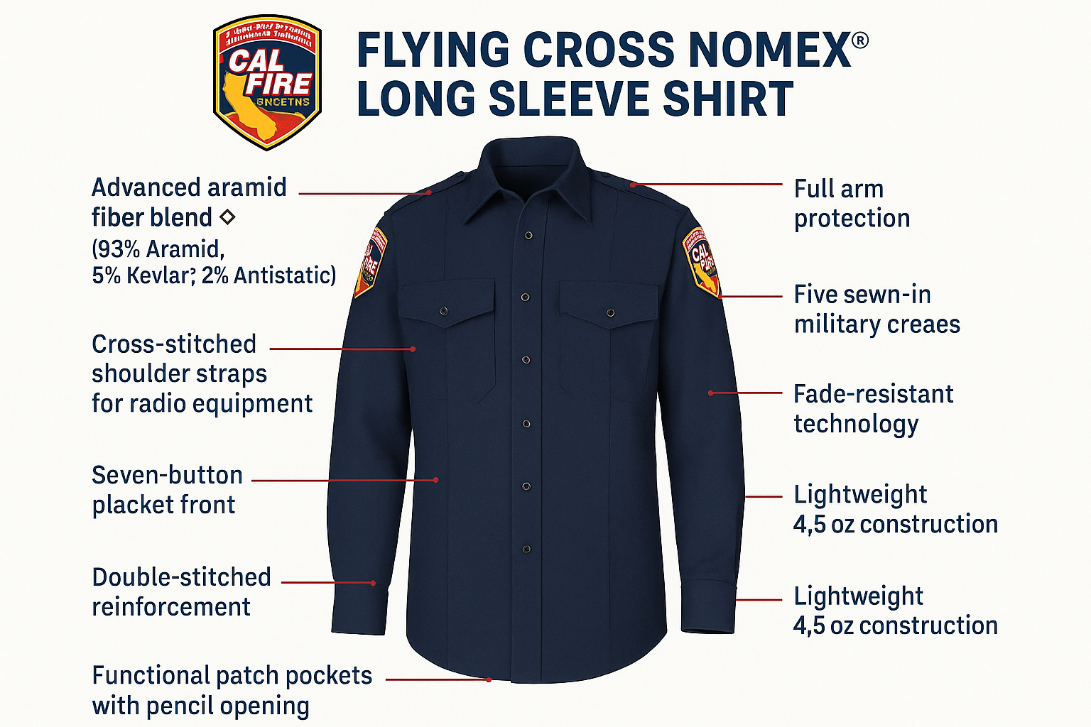CAL FIRE WorkRite Long Sleeve Nomex Shirt ALL RISK UniformsCAL FIRE Wildland Shirts  ALL RISK Uniforms