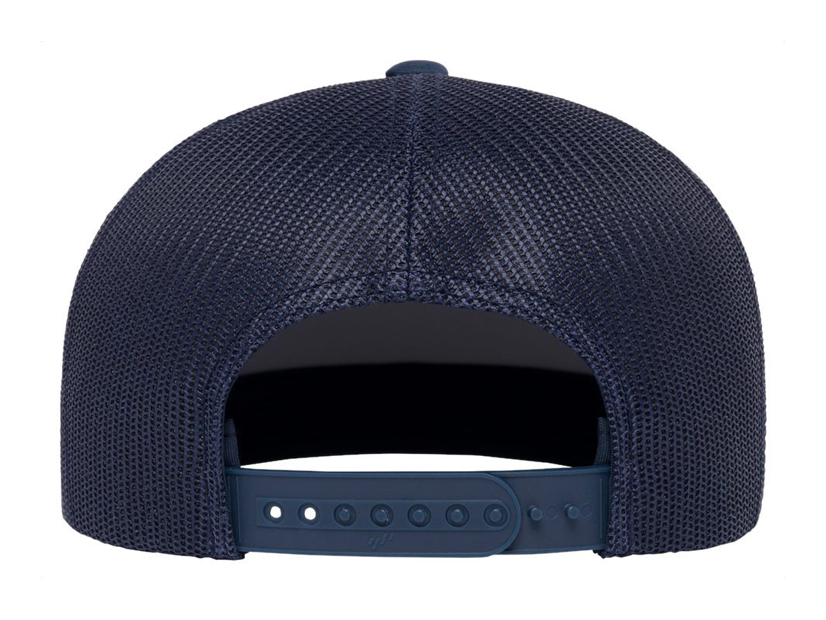 YP Classics 6609 six-panel high-profile trucker hat in navy - back view