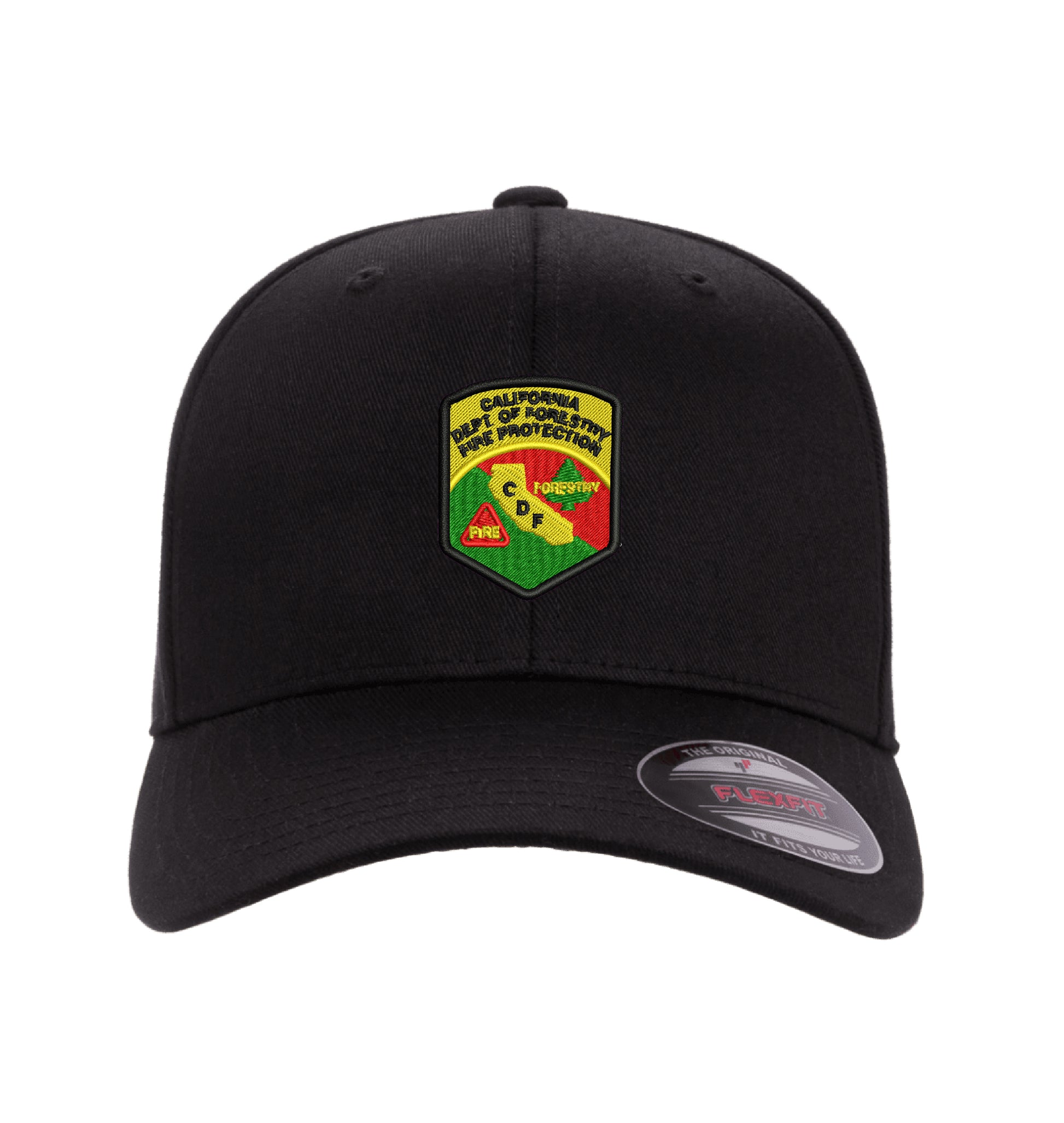 CDF Flexfit 6277 Stretch-Fit hat, CDF shield and tomato logo