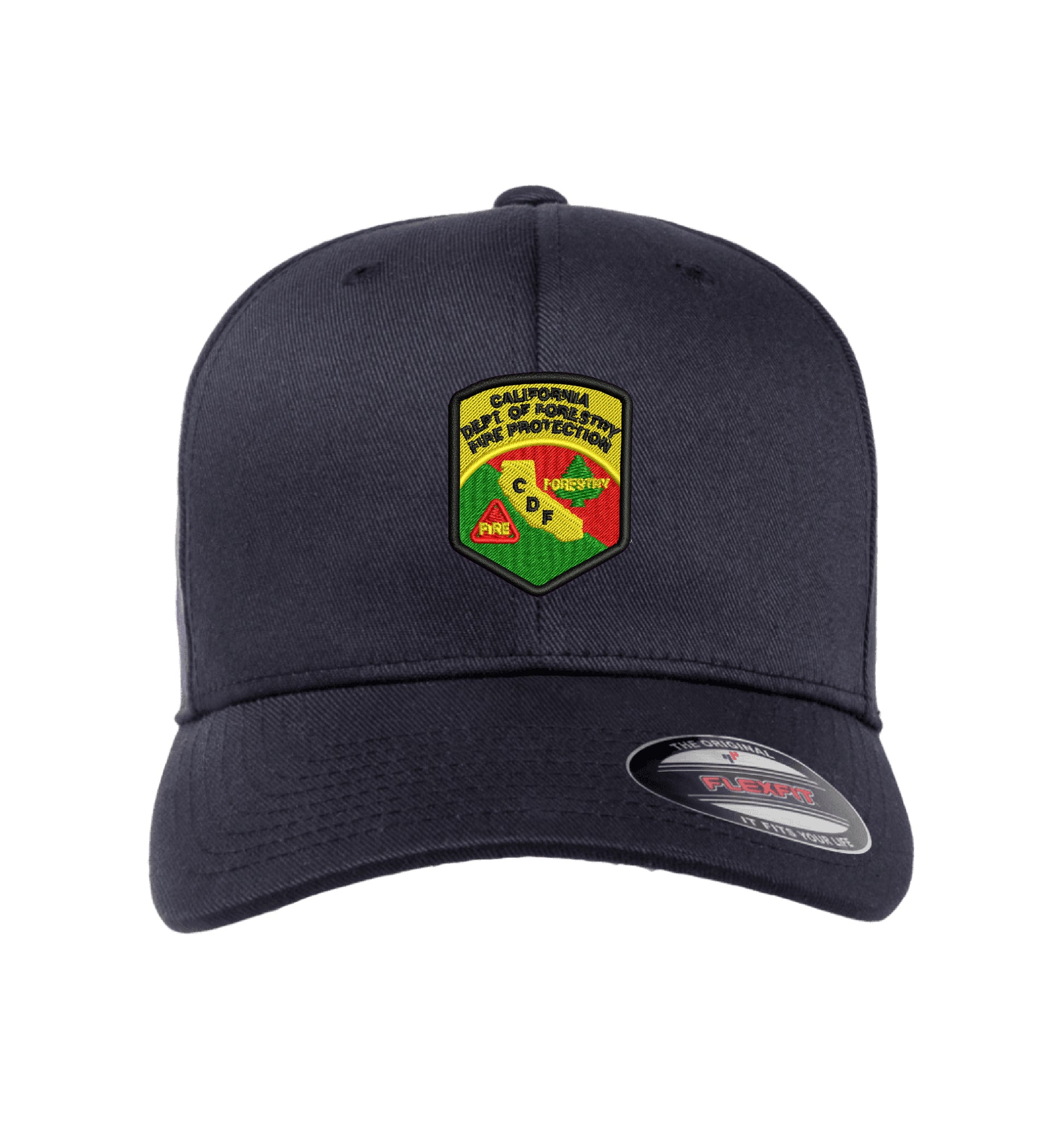 CDF Flexfit 6277 Stretch-Fit hat, CDF shield and tomato logo