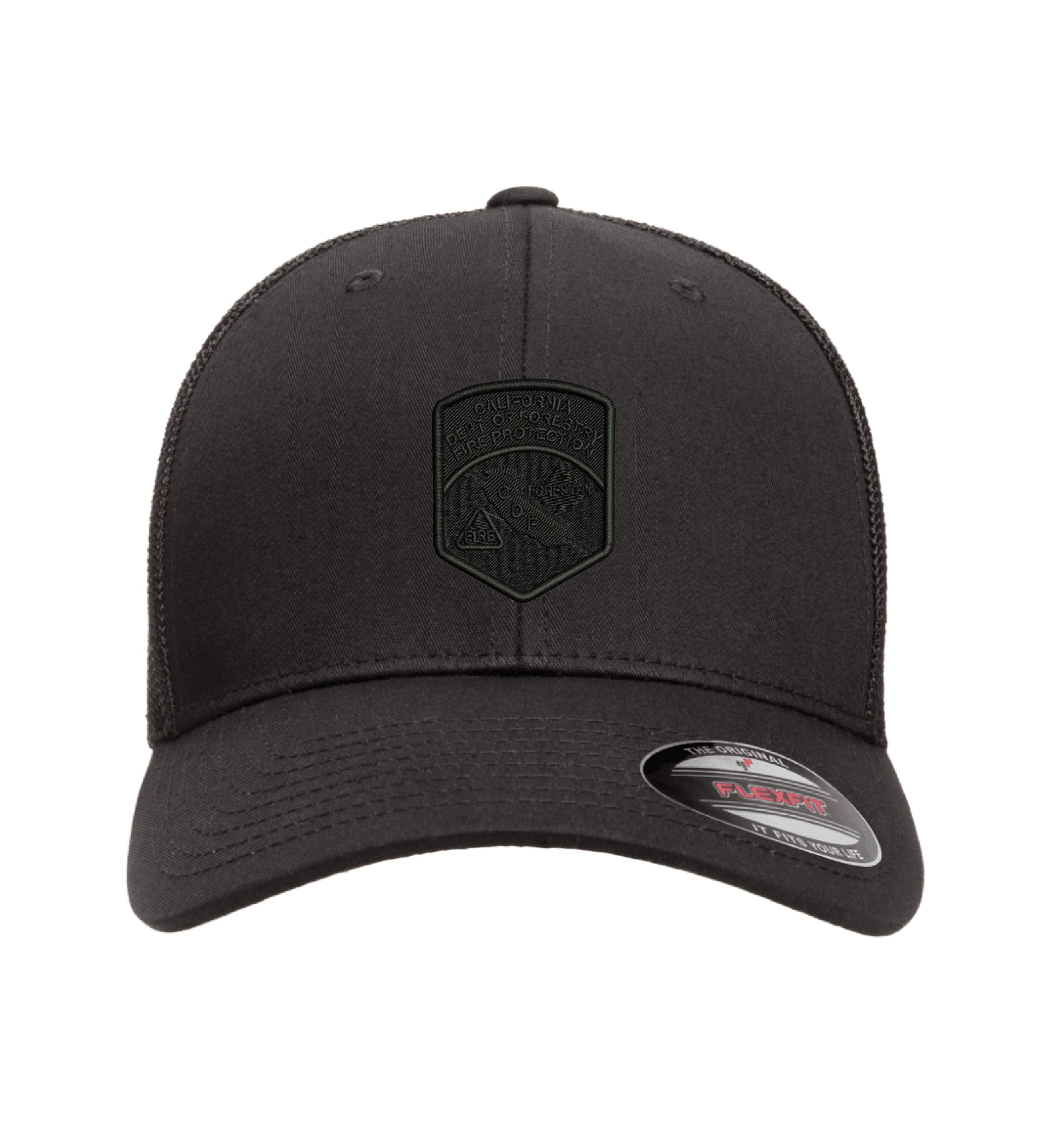 CDF Flexfit 6511 Mesh-Back hat, CDF shield and tomato logo